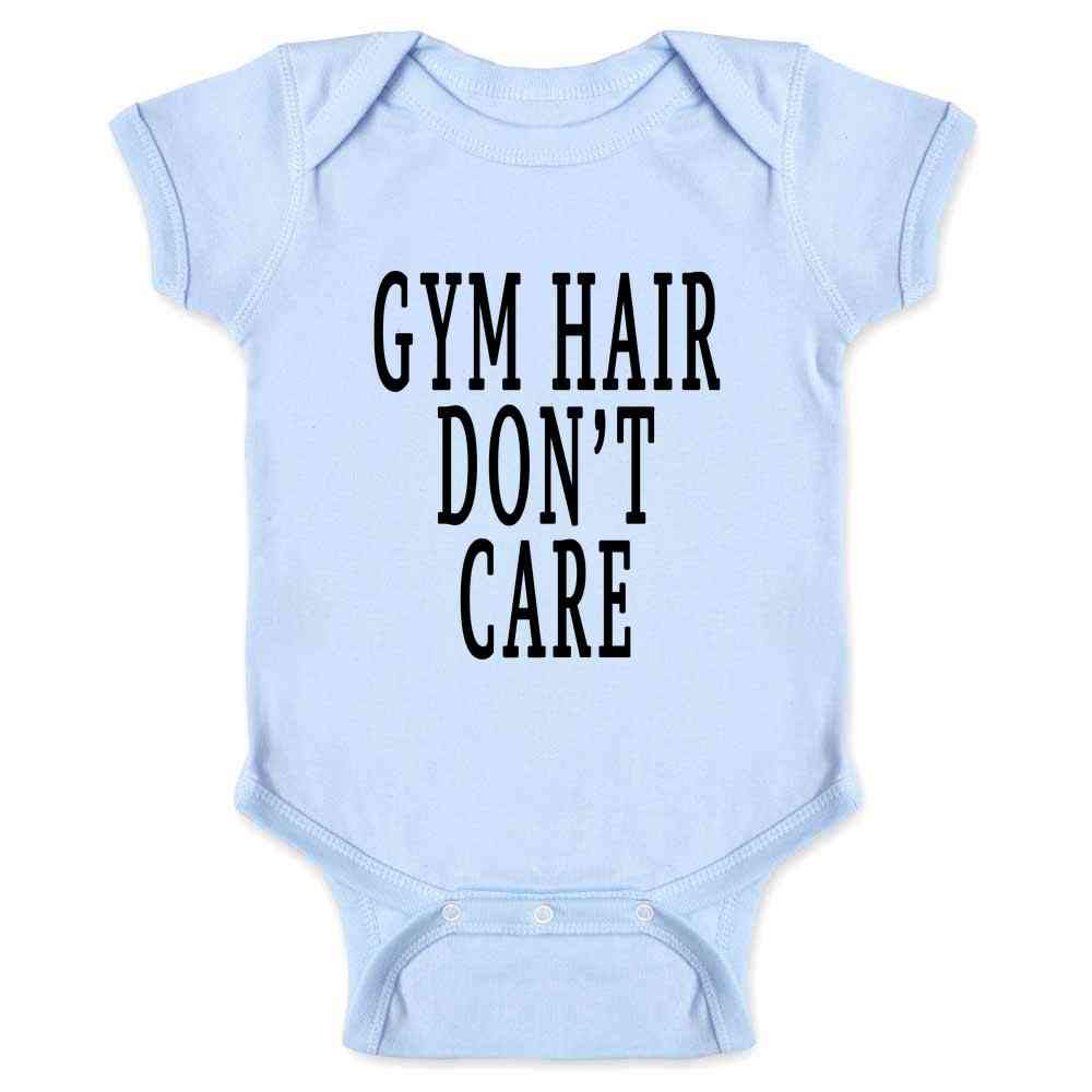 Funny Gym Workout T-Shirt for Kids & Toddlers - 'Hair Don't Care' Slogan - Cute Baby Boy & Girl Tee for Fitness & Playtime