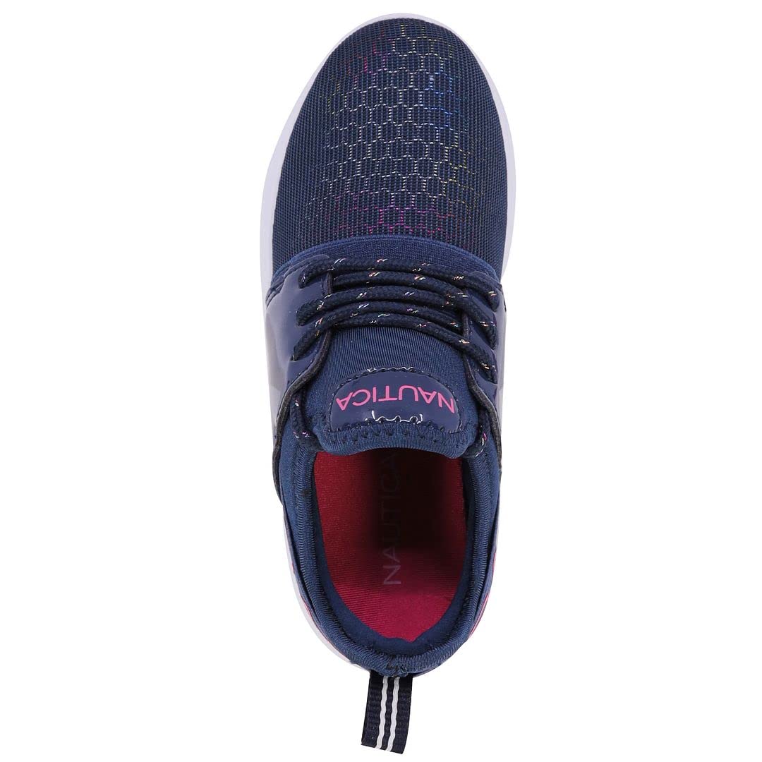 Nautica Kids Girls Metallic Fashion Sneakers - Lace-Up Athletic Running Shoes for Toddler, Little Kid & Big Kid | Lightweight & Comfortable for School, Play & Sports Activities