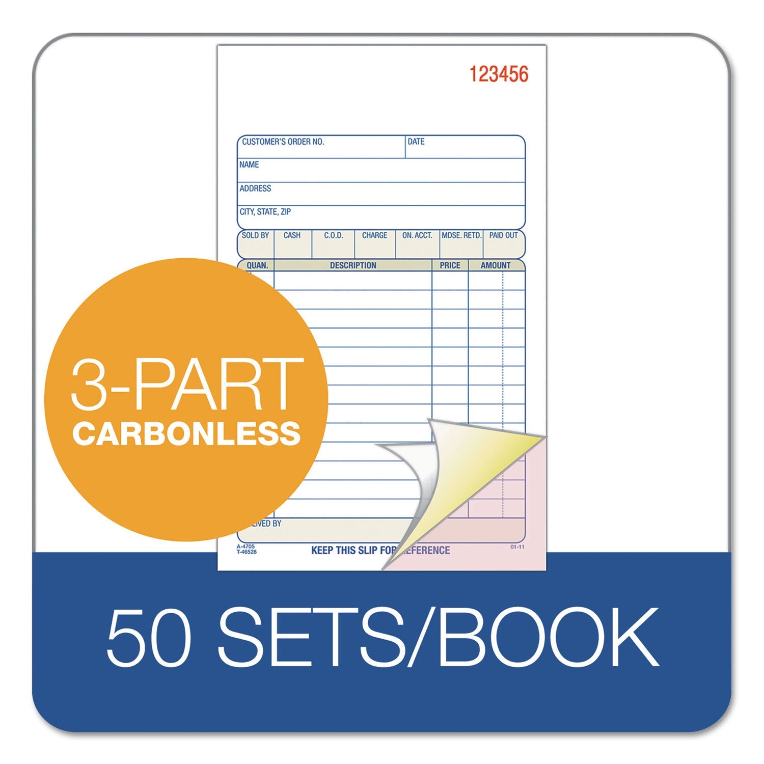 Adams® Multipart Sales Order Pad - 3-Part Carbonless Forms, 4.19