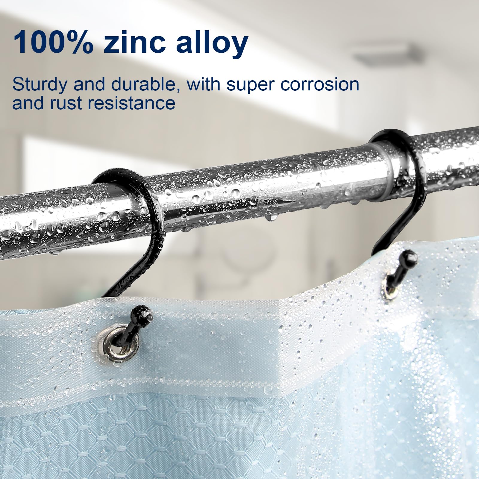 12-Pack Rust-Proof Metal Shower Curtain Hooks - Durable S-Shaped Hangers for Bathroom, Kitchen & Closet - Perfect for Shower Curtains, Utensils, Clothes & Towels (Black) | Space-Saving Home Organization Solution