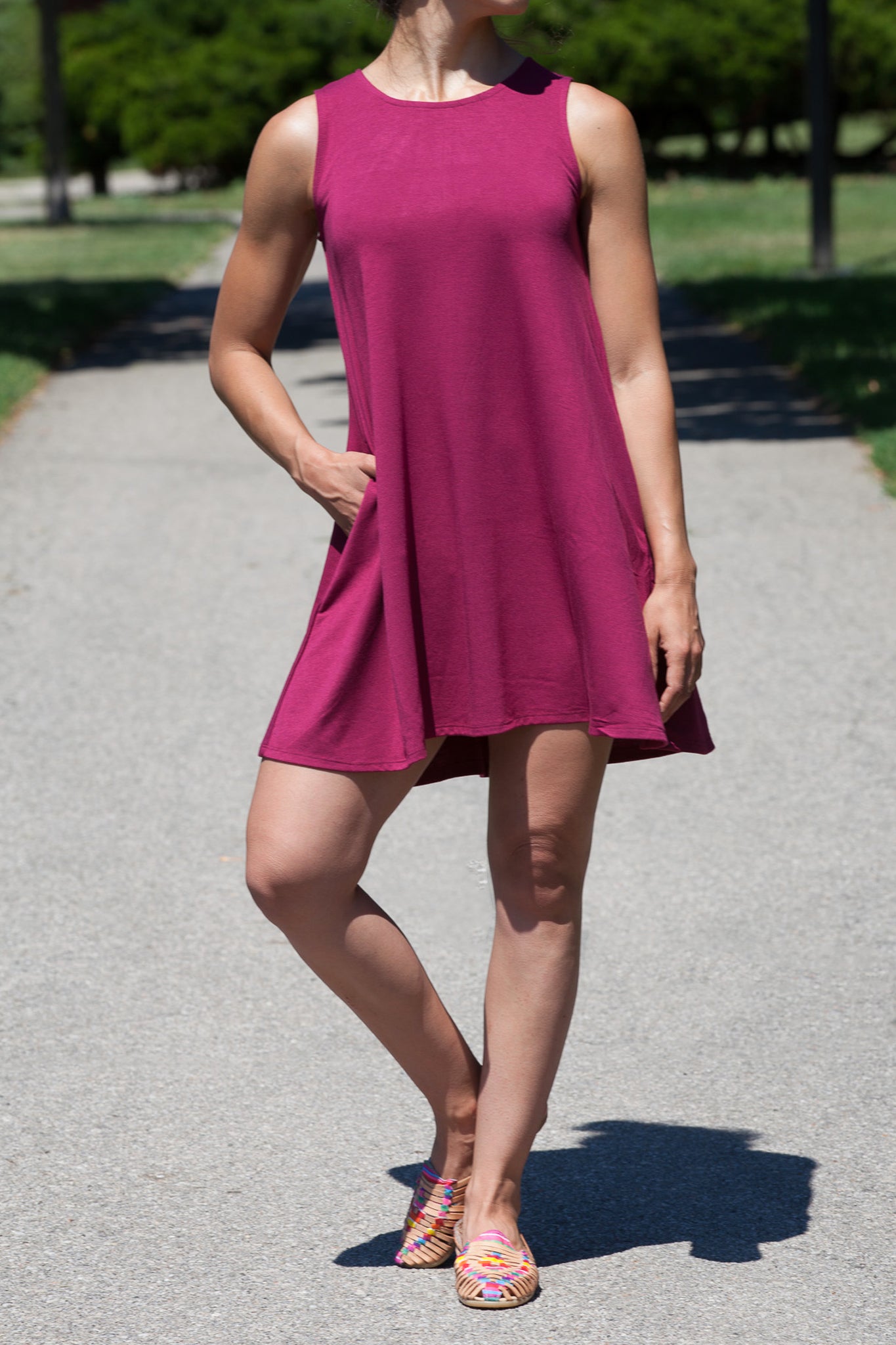 Long Tank Tunic with Pockets - Women's Casual Loose Fit Summer Top - Perfect for Beach, Yoga, and Everyday Wear