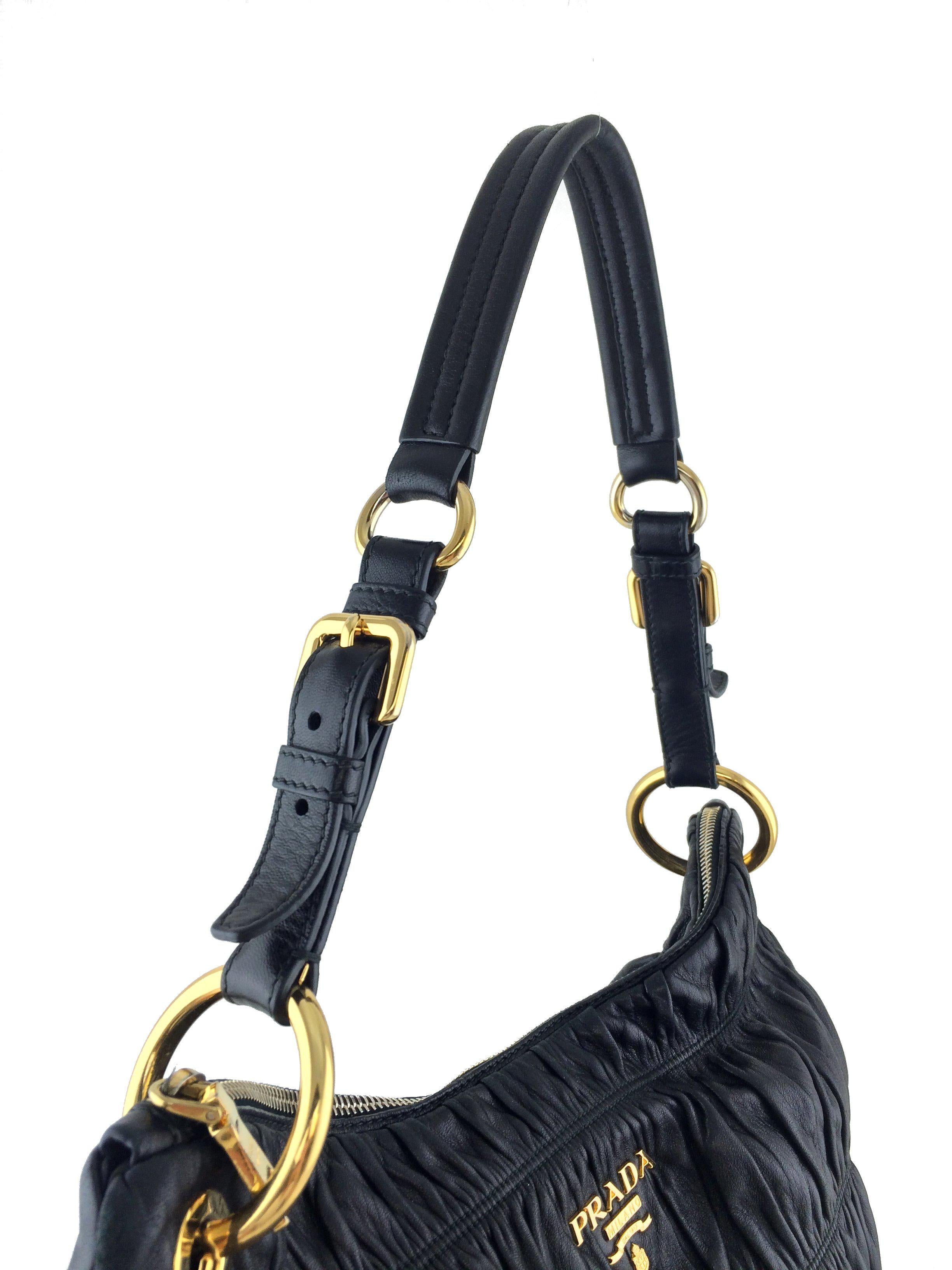 Prada Nappa Gaufre Zip Hobo Bag - Luxury Leather Shoulder Handbag for Women | Perfect for Work, Travel & Evening Events