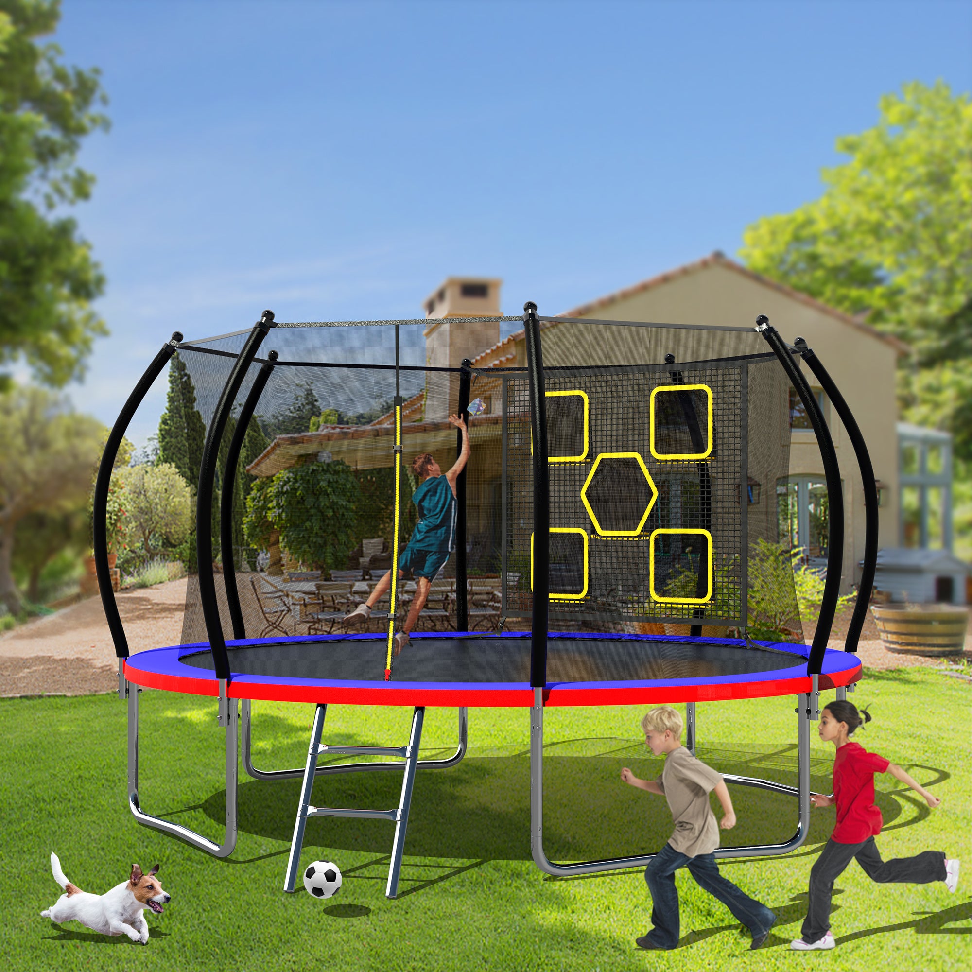 12FT Trampoline with Safety Enclosure & Ladder - ASTM Approved Outdoor Trampoline for Kids | Backyard Fun, Exercise, and Family Recreation