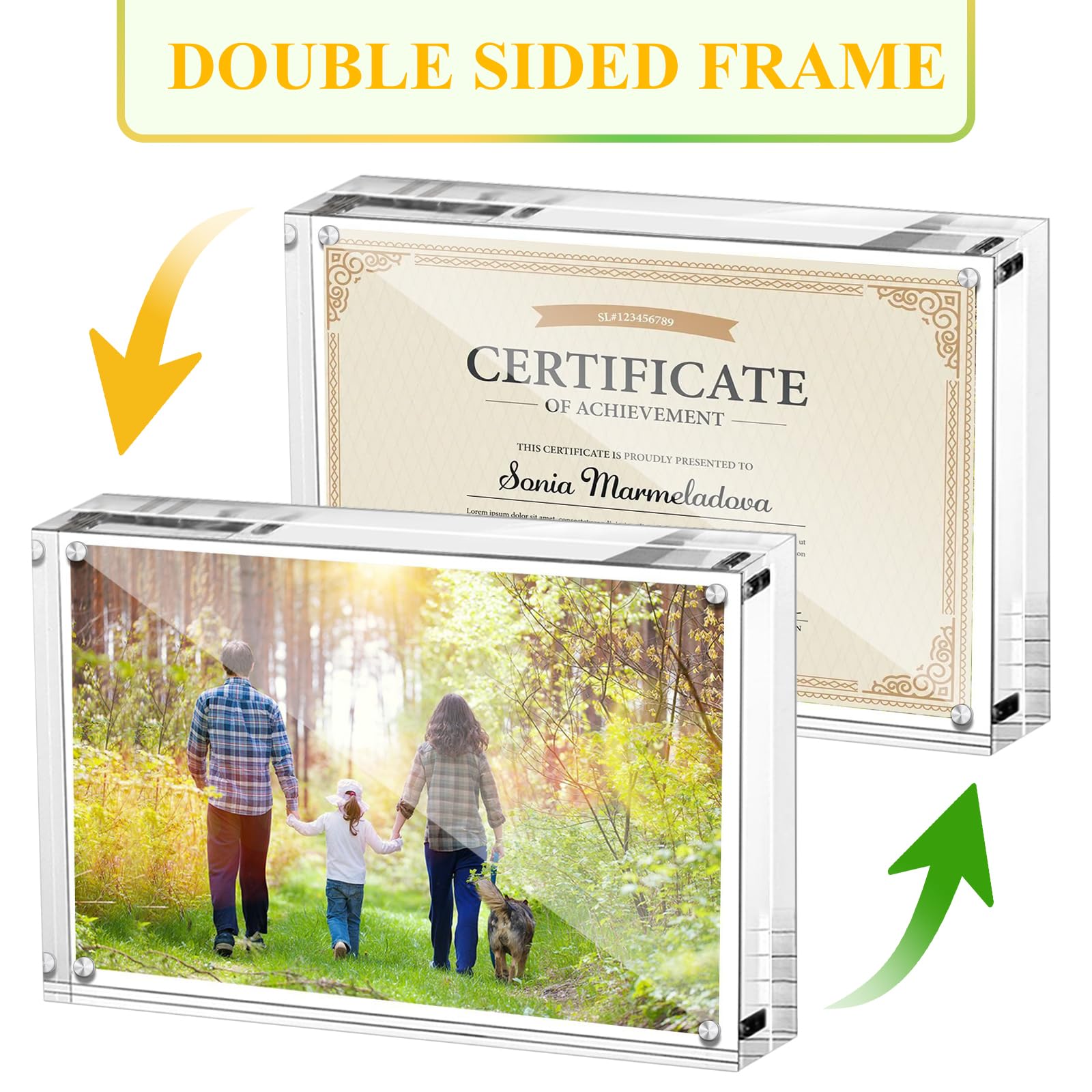 Boxalls 6x8 Inches Clear Acrylic Photo Frames - 5 Pack Magnetic Frameless Picture Frames for Wall & Tabletop Display, Double-Sided Transparent Desktop Frames for Home Office Decor (5 Pack)