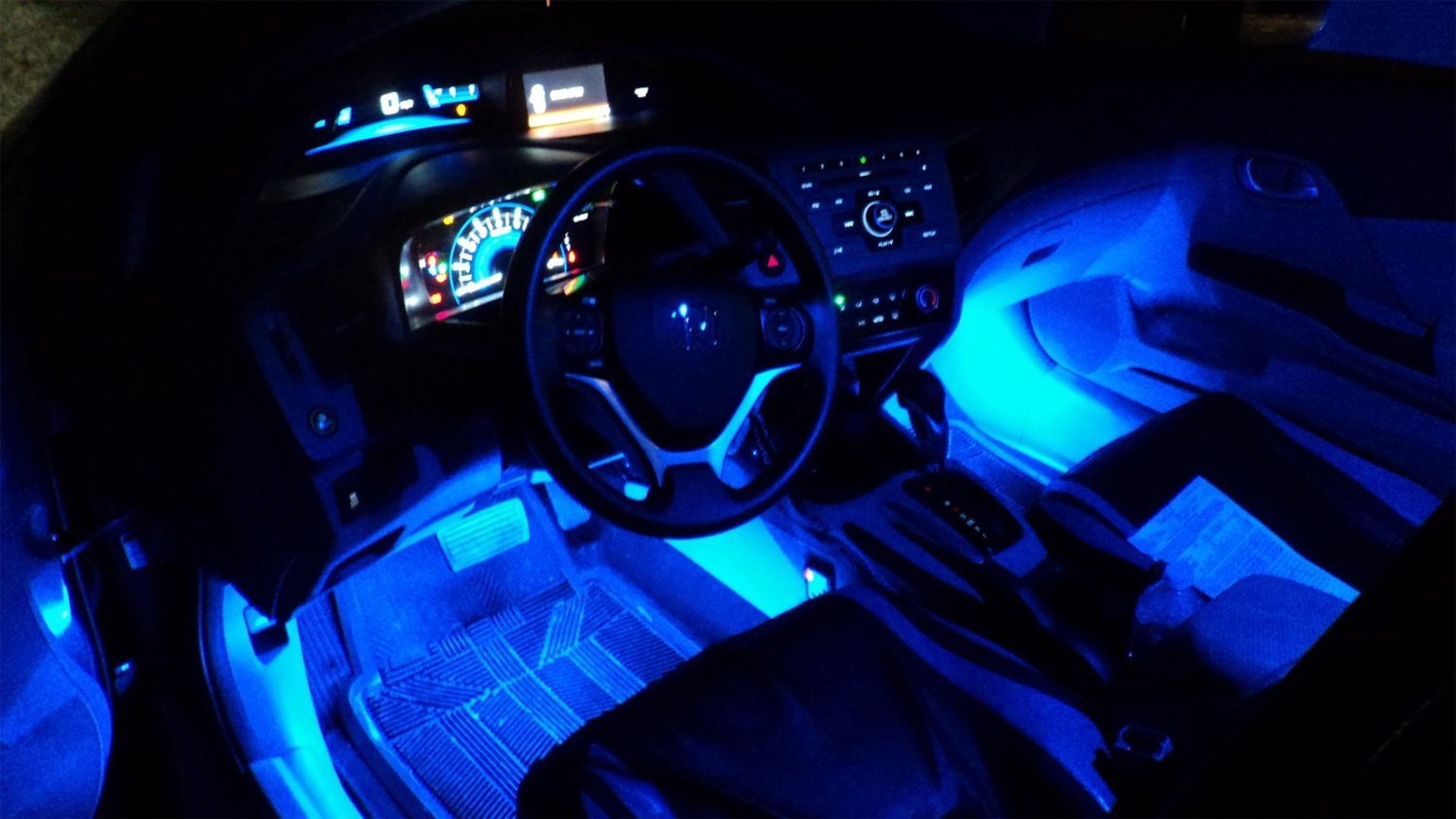4-Piece Blue LED Ambient Car Lighting Kit - 9 LED Lights for Interior Decoration (5V USB Powered) - Perfect for Night Driving & Car Customization