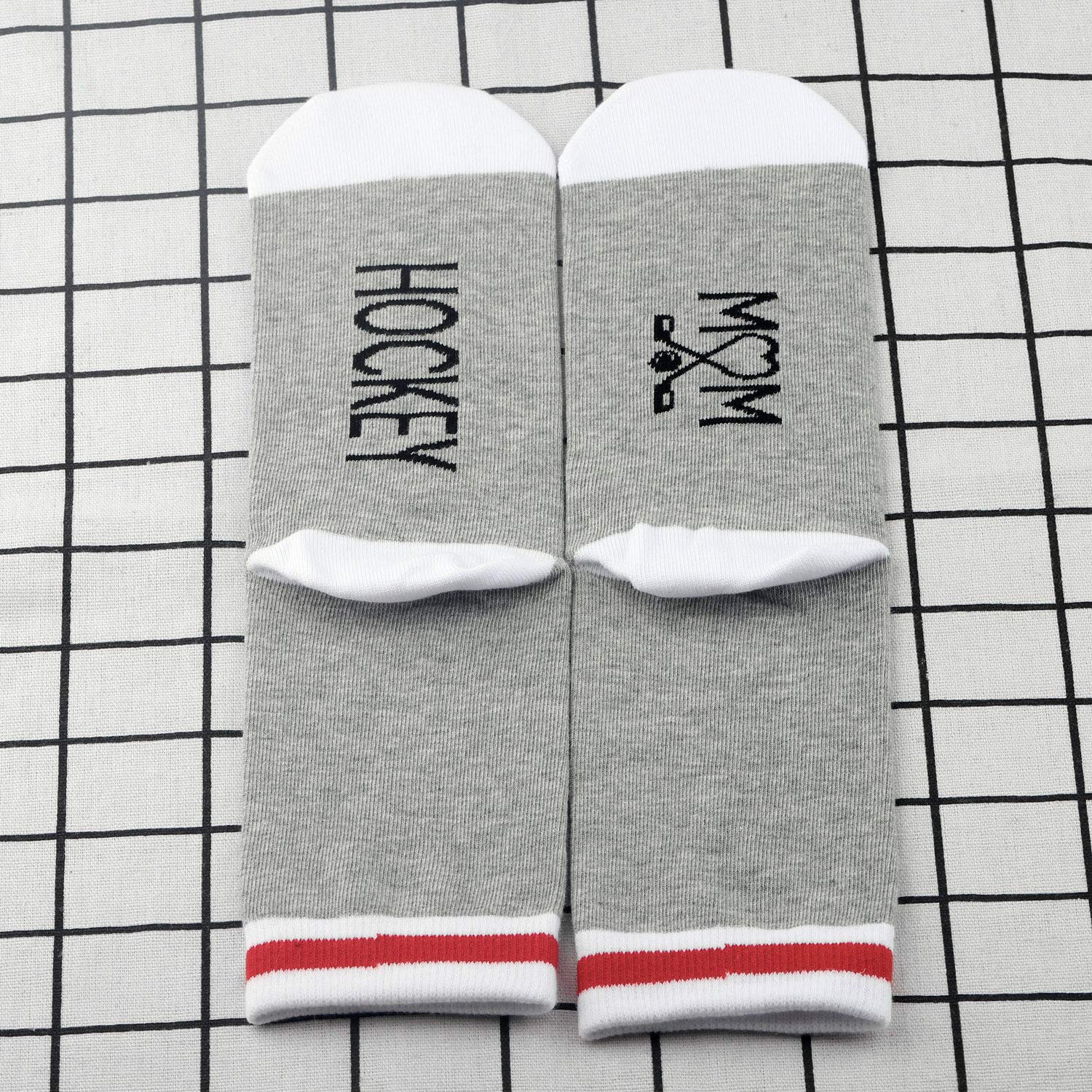 MBMSO 2 Pairs Hockey Mom Socks - Funny Hockey Player Gifts for Women & Moms - Novelty Sports Socks for Hockey Lovers - Perfect for Games, Practices & Team Spirit