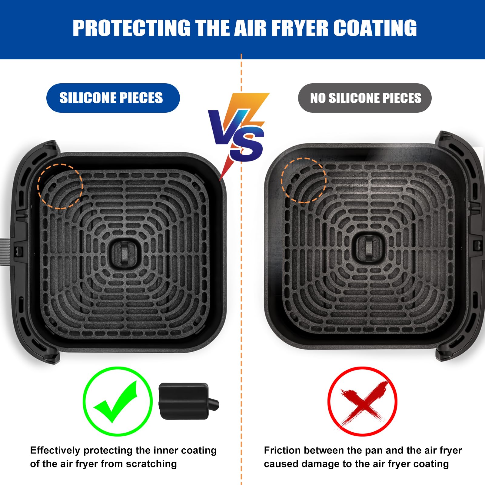 **Cosori 6QT Air Fryer Rubber Feet - 4 Pack Heat-Resistant, Food-Grade Silicone Replacement Pads - Anti-Scratch, Non-Slip Base Protectors for Kitchen Countertops & Tables**    *(Perfect for Extending Air Fryer Lifespan & Protecting Surfaces from Scratches & Heat Damage)*
