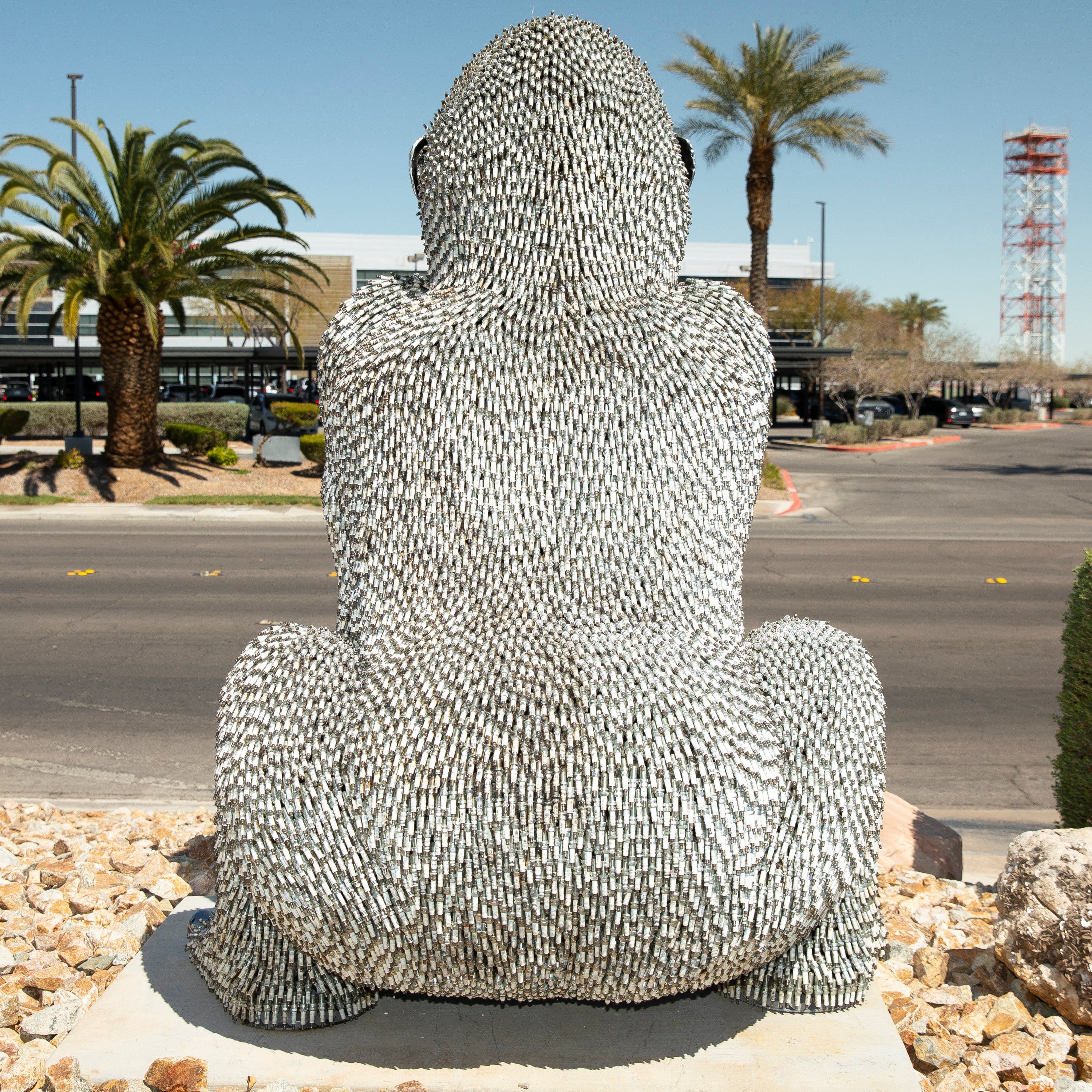 86 Seated Spark Plug (24,000+) KingKong Gorilla Recycled Metal Sculpture - Unique Home Decor & Office Gift for Movie Fans & Collectors