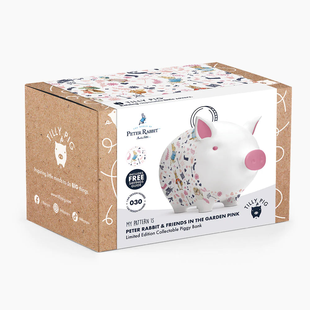 Peter Rabbit & Friends Pink Piggy Bank - Cute Money Saving Bank for Kids, Perfect Gift for Birthdays & Holidays - Ideal for Nursery, Bedroom, or Playroom Decor