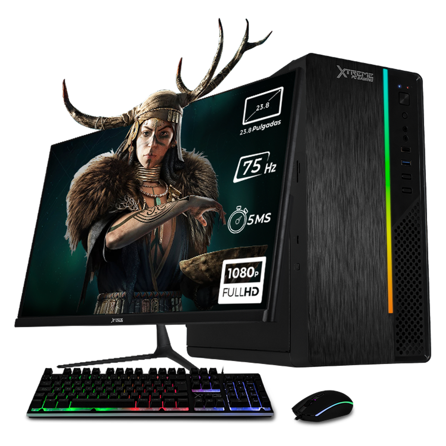 Xtreme Gaming PC - Intel Core i3-10105, 16GB RAM, 500GB SSD, 23.8