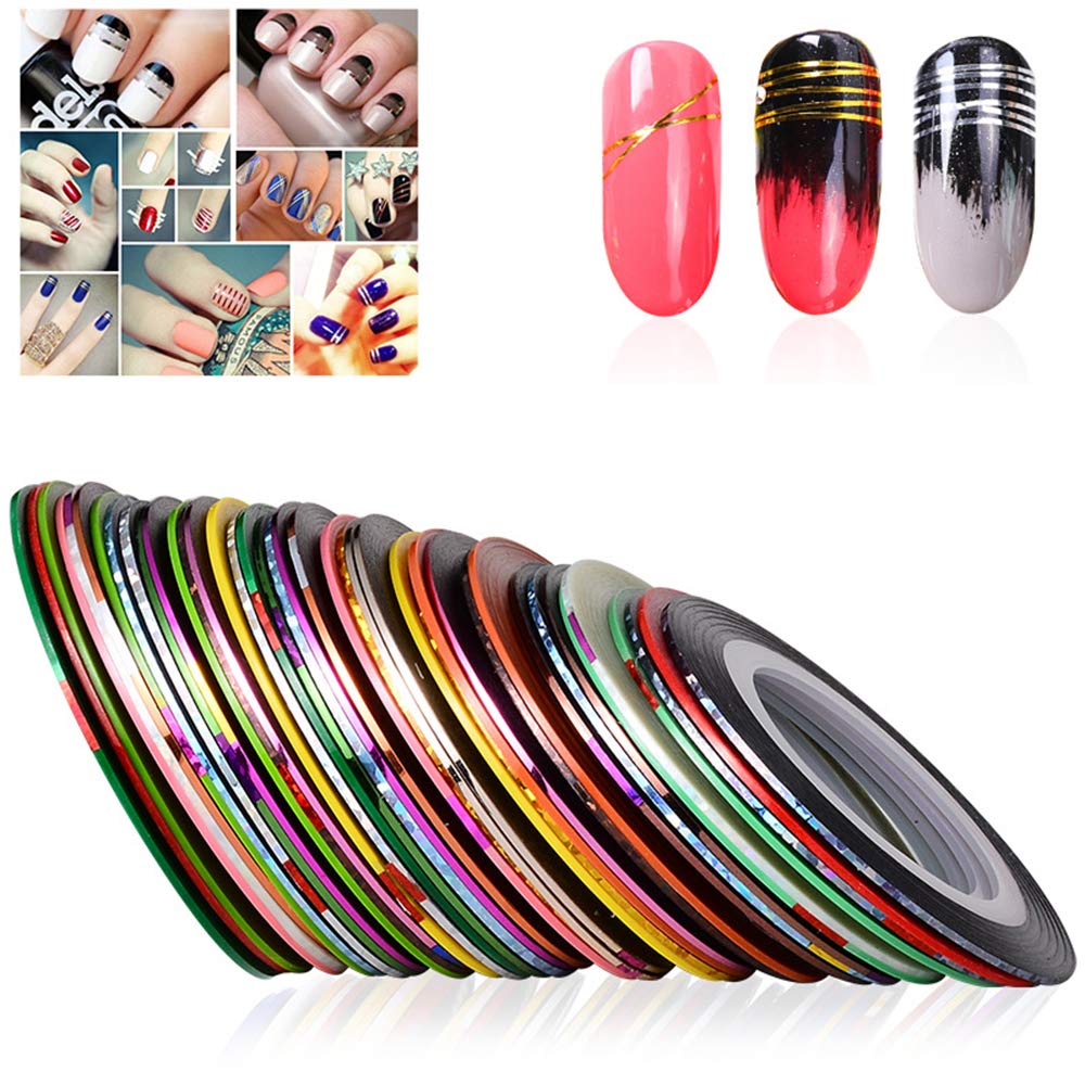 32 Rolls Mixed Colors Nail Striping Tape - DIY Nail Art Decoration Stickers for French Tips, Line Designs & Creative Manicures - Perfect for Salon, Home Nail Art & Professional Use