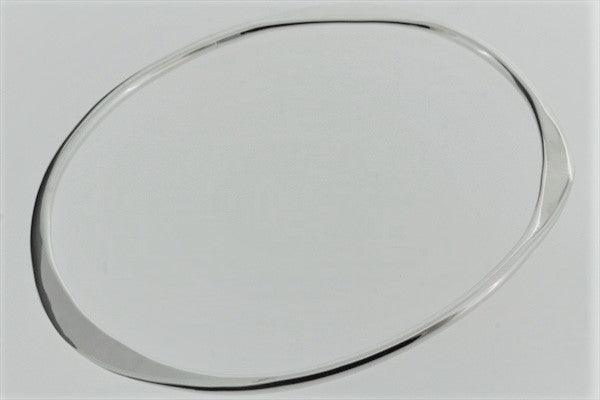 Sterling Silver Flattened Oval Bangle Bracelet for Women - Elegant & Minimalist Jewelry for Everyday Wear, Parties & Gifts