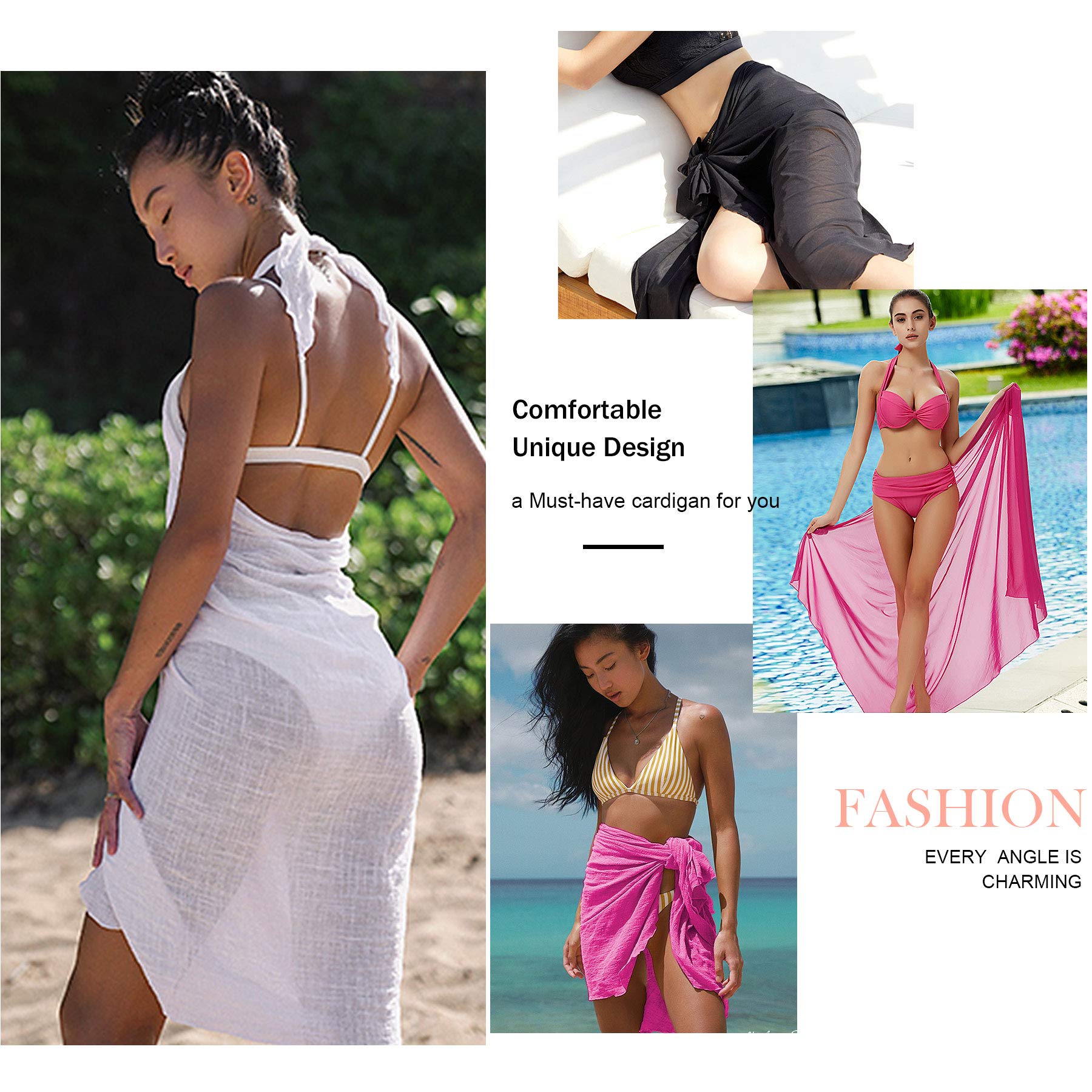 Women's Beach Sarong Wrap - Long Flowy Chiffon Bikini Cover Up, Sexy Swim Skirt for Summer Vacation | Perfect for Poolside, Beach Getaways & Tropical Holidays