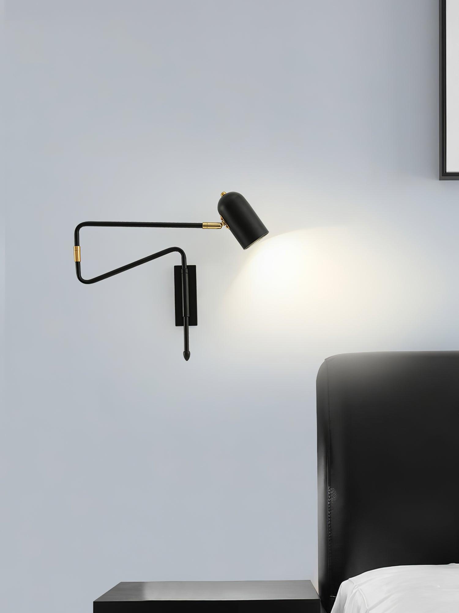 Adjustable Arm Plug In Wall Lamp - Dimmable Swing Arm Sconce for Bedroom, Living Room & Office - Perfect for Reading, Decor & Task Lighting