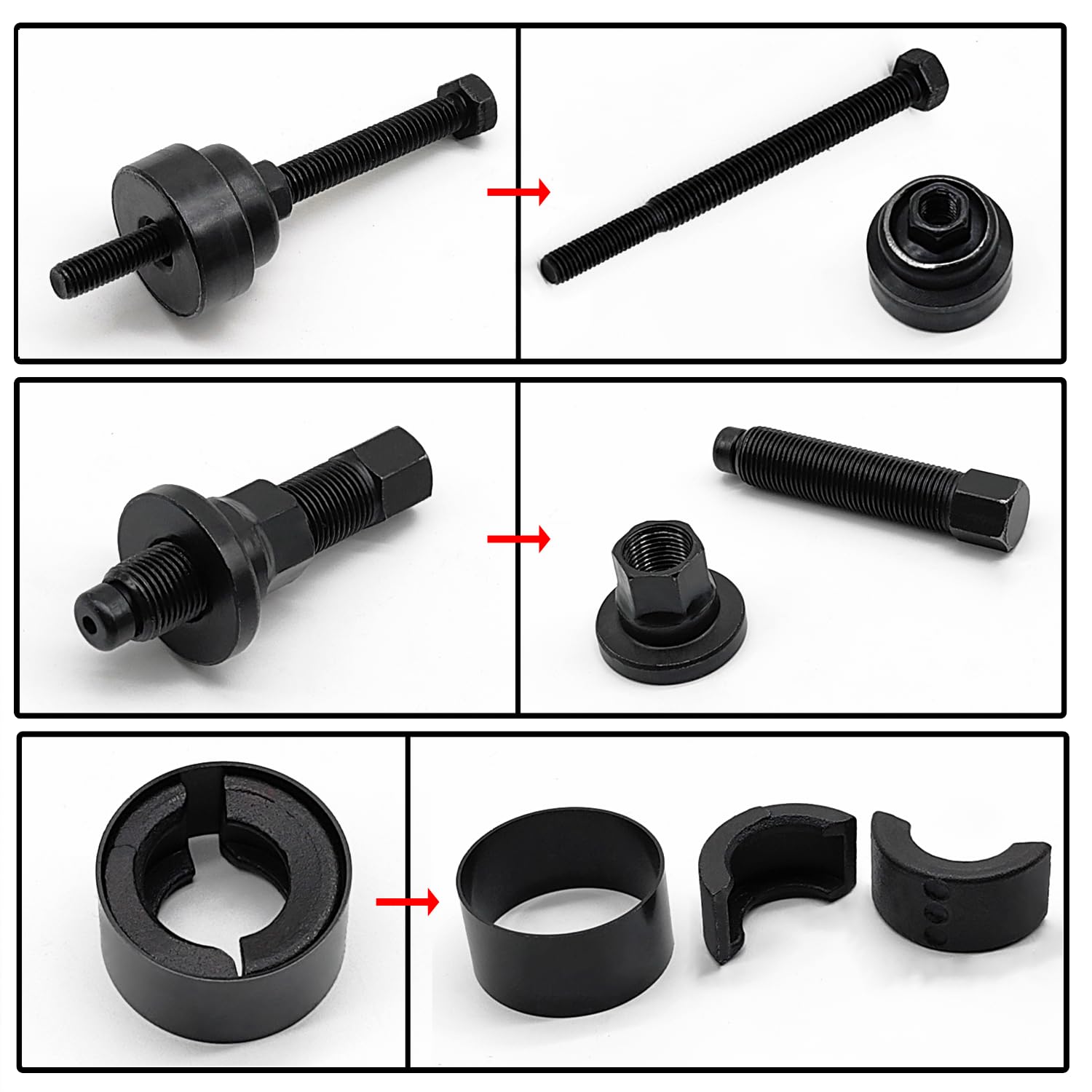 Power Steering Pulley Puller & Install Tool Kit - Compatible with Ford, GM, VW, Chrysler & Most Domestic Vehicles - Vacuum Pump Pulley Remover & Installation Set with Disconnect Tools - Perfect for Auto Repair Shops & DIY Mechanics