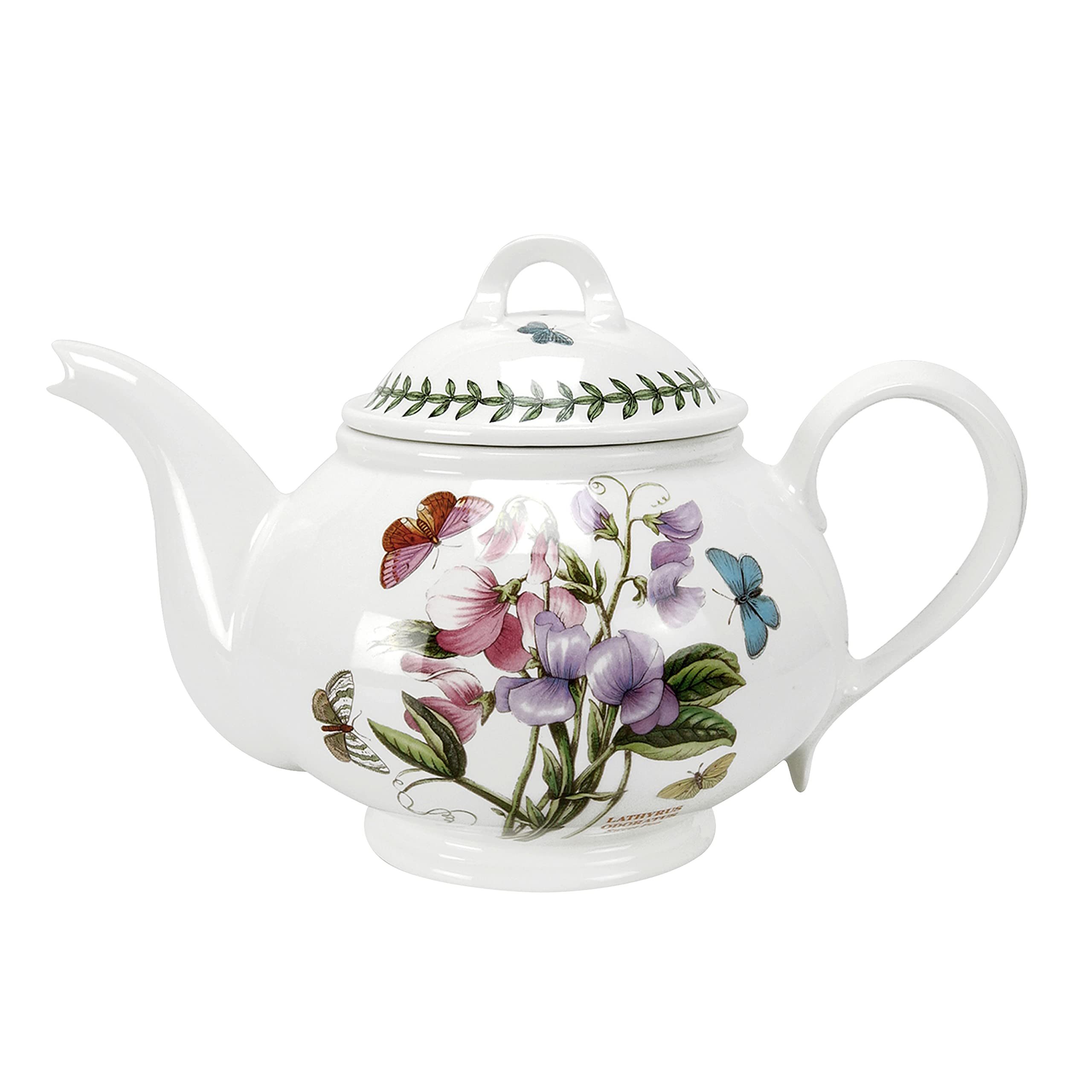 Portmeirion Botanic Garden 32oz Teapot - Sweet Pea Floral Design, Premium Earthenware, Durable Chip-Resistant Glaze, Dishwasher & Microwave Safe, Handcrafted in England - Perfect for Afternoon Tea, Brunch, and Elegant Home Decor