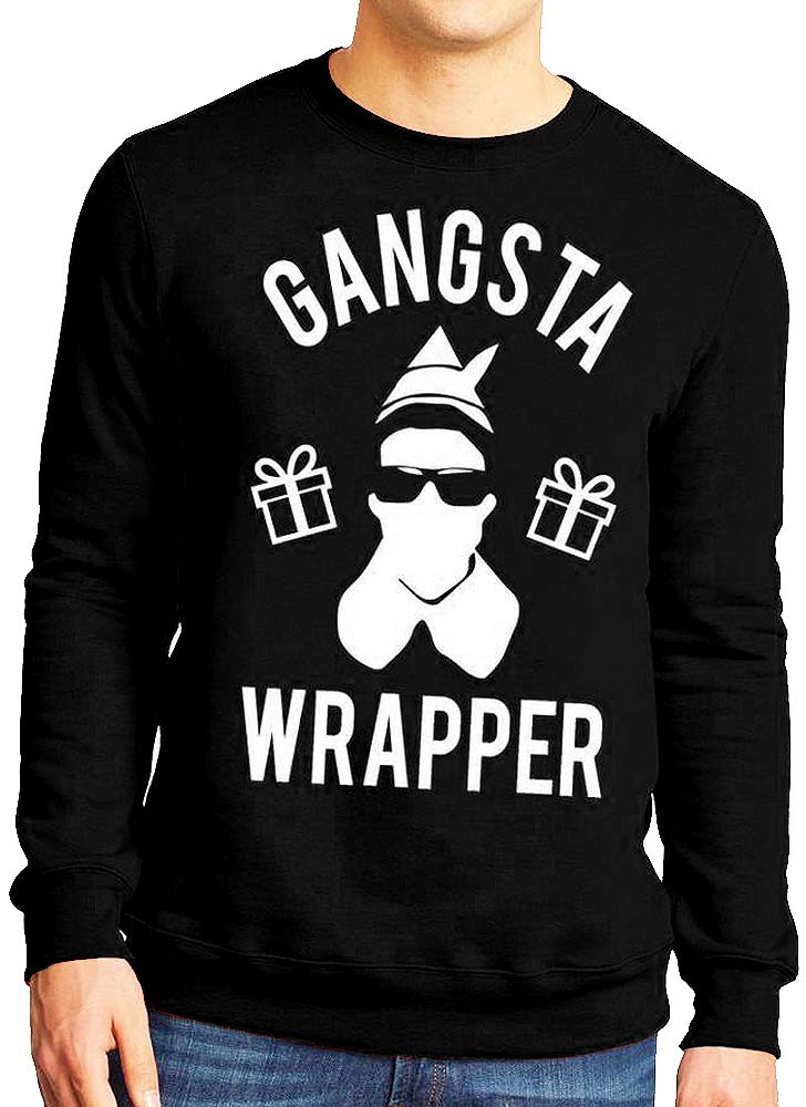 NoBull Women's Gangsta Wrapper Christmas Sweatshirt - Festive Holiday Pullover for Women & Men in Black - Perfect for Ugly Christmas Parties, Family Gatherings & Winter Celebrations