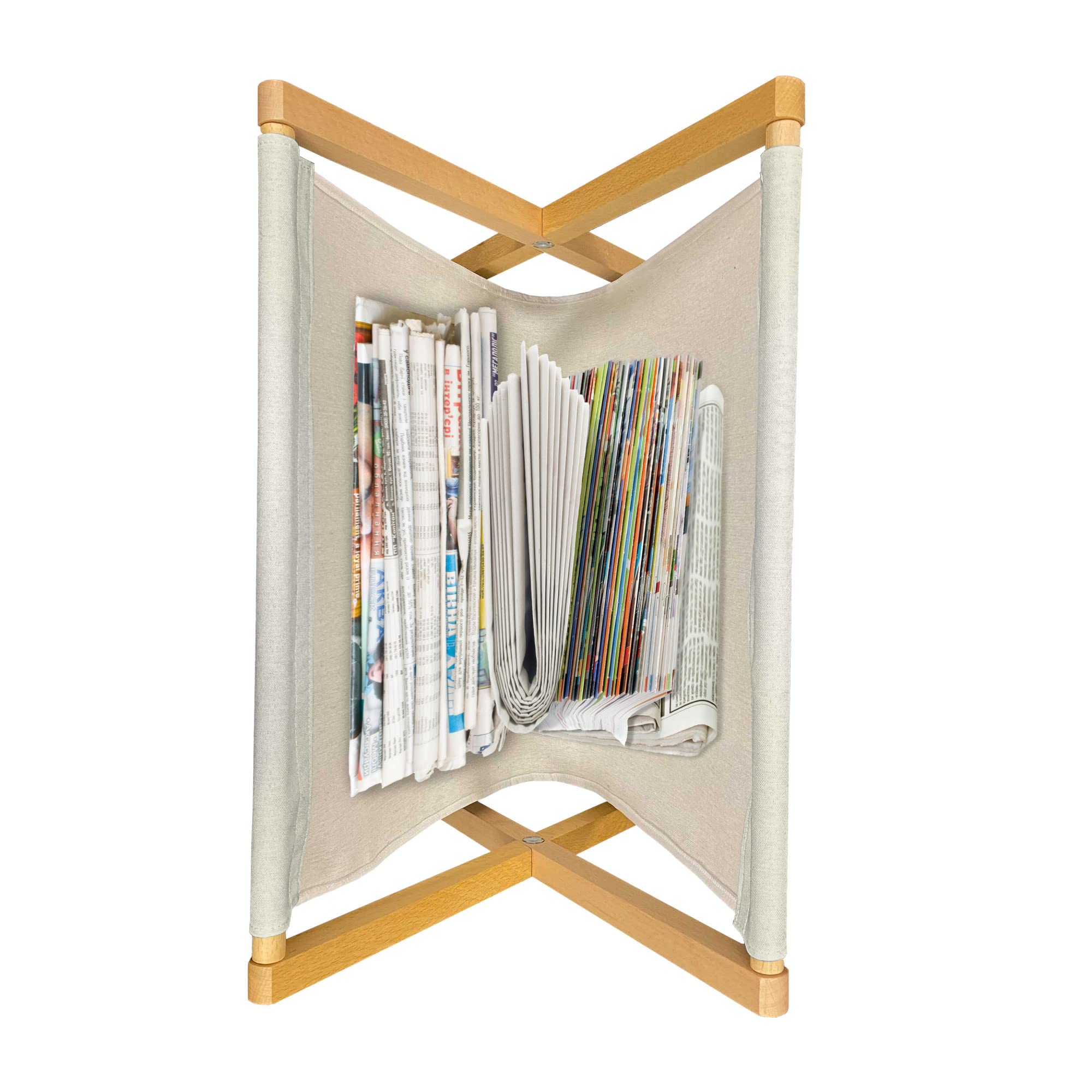 Lunarable Music Magazine & Book Holder - Bird Silhouettes Guitar Strings Abstract Design Floor Rack - 22x19 Inch Sepia Black Beige - Perfect for Living Room, Office & School Organization