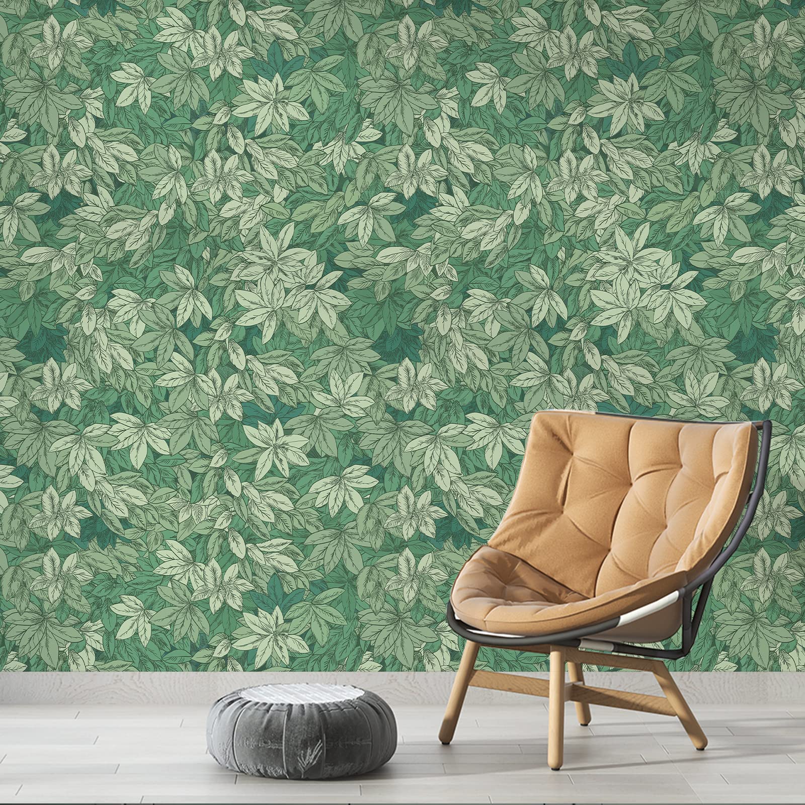 Vintage Green Leaf Peel and Stick Wallpaper - Removable Contact Paper for Bathroom, Corridor & Home Decor (13 sq ft) | Dense Privet Hedge Design | Easy DIY Wall Covering for Bedroom, Living Room & Office