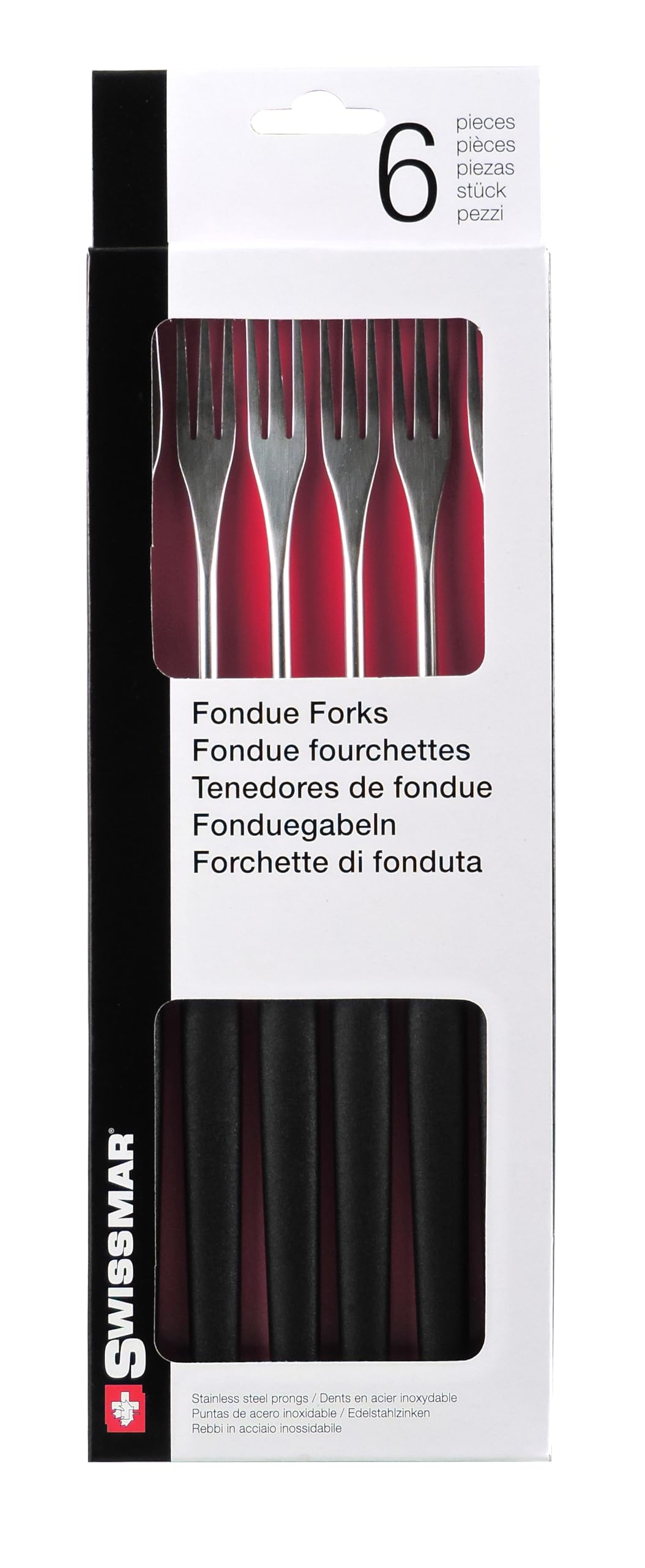 Premium Swissmar 6-Piece Cheese Fondue Forks Set - Stainless Steel with Color-Coded Tips - Perfect for Parties, Family Gatherings & Romantic Dinners