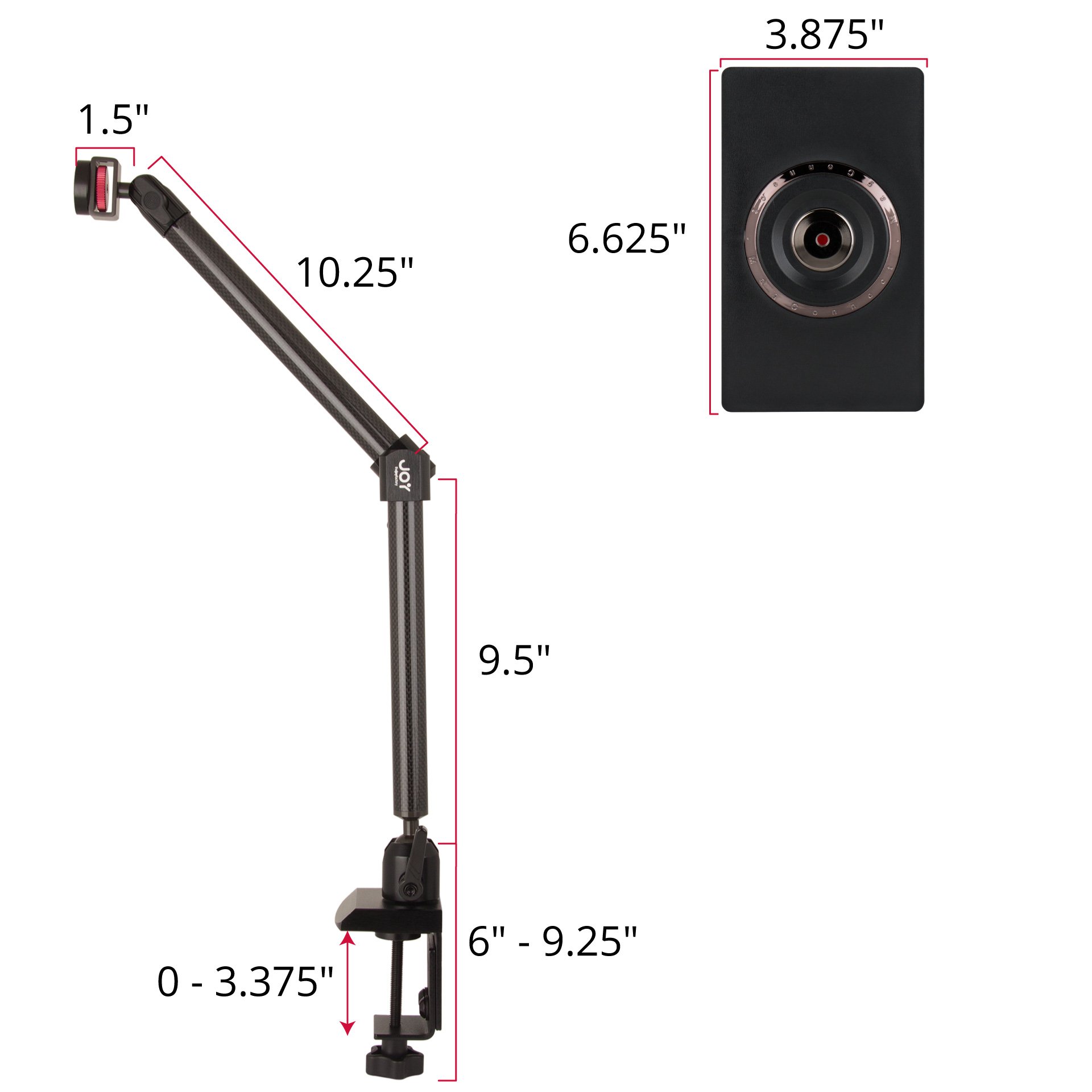 The Joy Factory MNU503 MagConnect Clamp Mount for Tablets - Secure Magnetic Holder with Module, Black | Perfect for Home, Office & Car Use