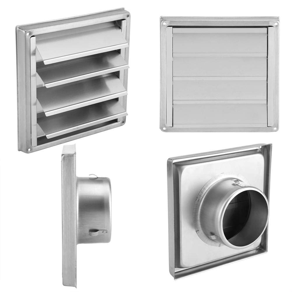 Stainless Steel Air Vent Grill Cover 100mm - Wall Mounted Ventilation Grille for Bathroom, Office & Kitchen - Durable Metal Air Vent Cover for Home & Commercial Use