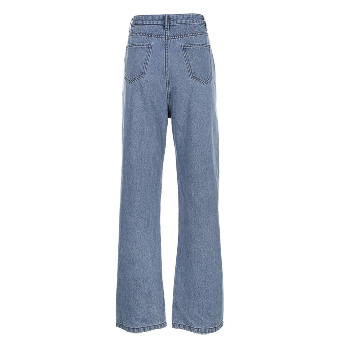 Women's Wide Leg Jeans with Butterfly Print - High Waisted Straight Denim Pants for Casual & Y2K Streetwear | Baggy Trousers for Everyday Wear, Parties & Fashion Outfits