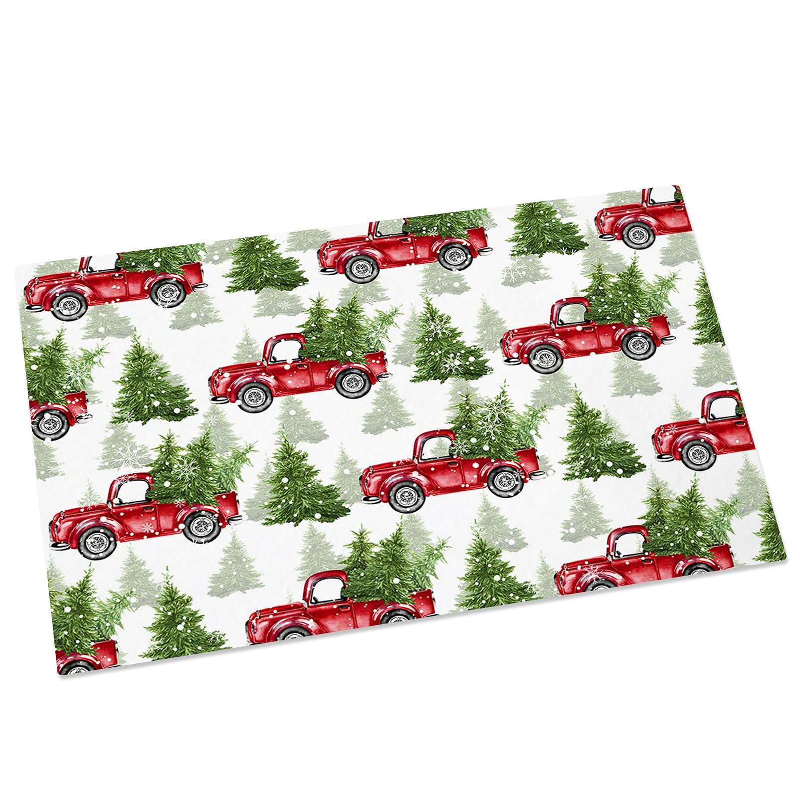Koupin Life Absorbent Bath Rugs - Non-Slip Winter Christmas Farmhouse Doormat with Pine Tree Welcome Design for Living Room, Bedroom, Bathroom & Indoor Decor (White Back) - Perfect for Holiday Home Entryway, Cozy Cabin Decor & Seasonal Gift Giving