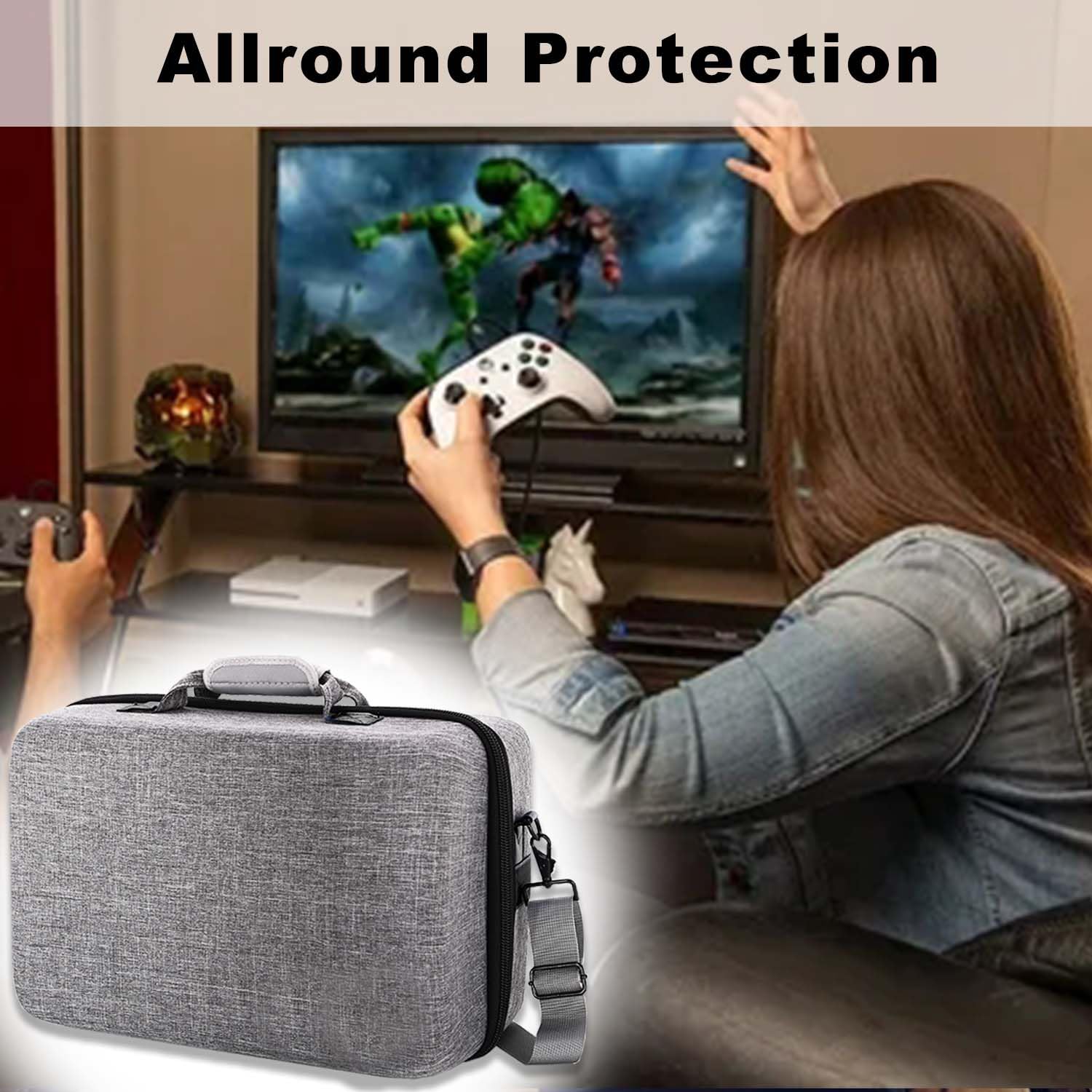 Hard Shell Travel Case for PS5 & PS5 Pro - Protective Carrying Case with Large Storage for PlayStation 5 Console, Controller & Headset (Compatible with Disc/Digital Edition) - Perfect for Gaming Travel & Storage Protection