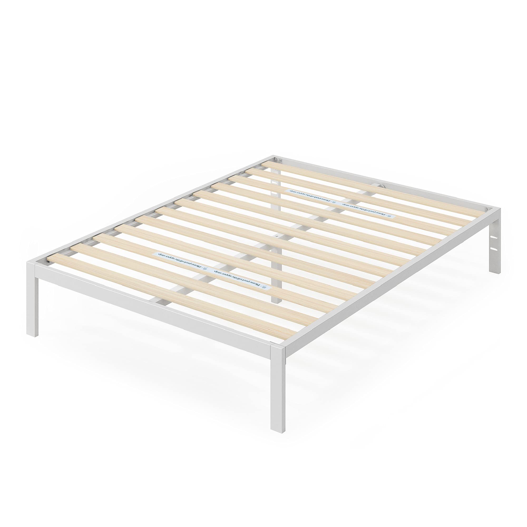 ZINUS Mia Metal Bed Frame - Wood Slat Support, No Box Spring, Easy Assembly - Full Size White for Modern Bedrooms