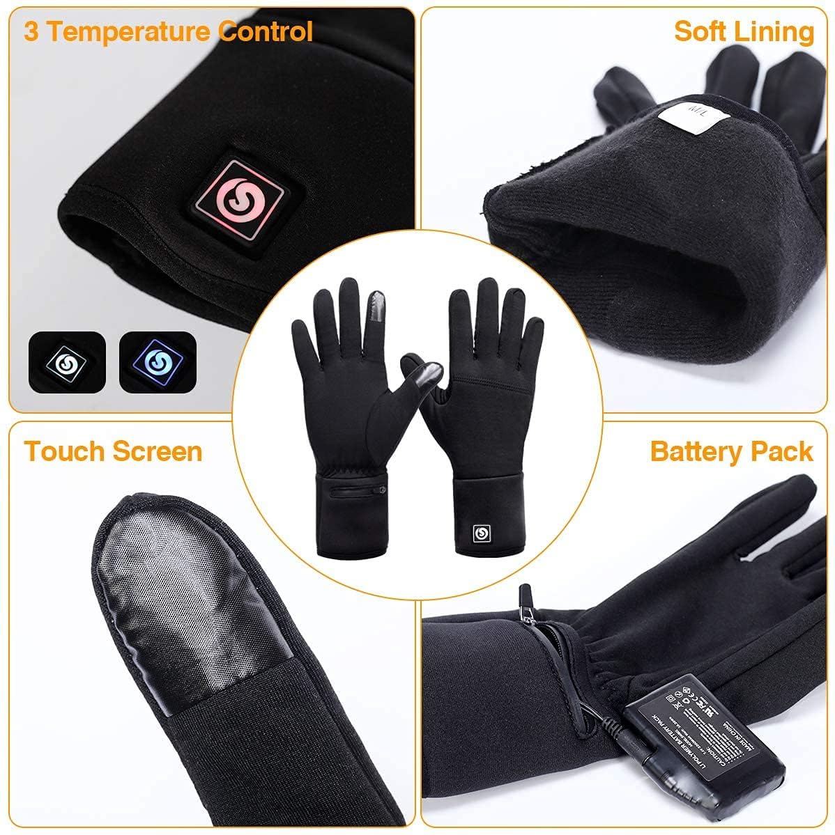 DAY WOLF Rechargeable Heated Gloves for Men & Women - Battery-Powered Electric Hand Warmers for Winter Sports, Snow Biking, Skiing, Cycling, Hunting & Snowboarding - Stay Warm in Cold Weather Outdoor Activities