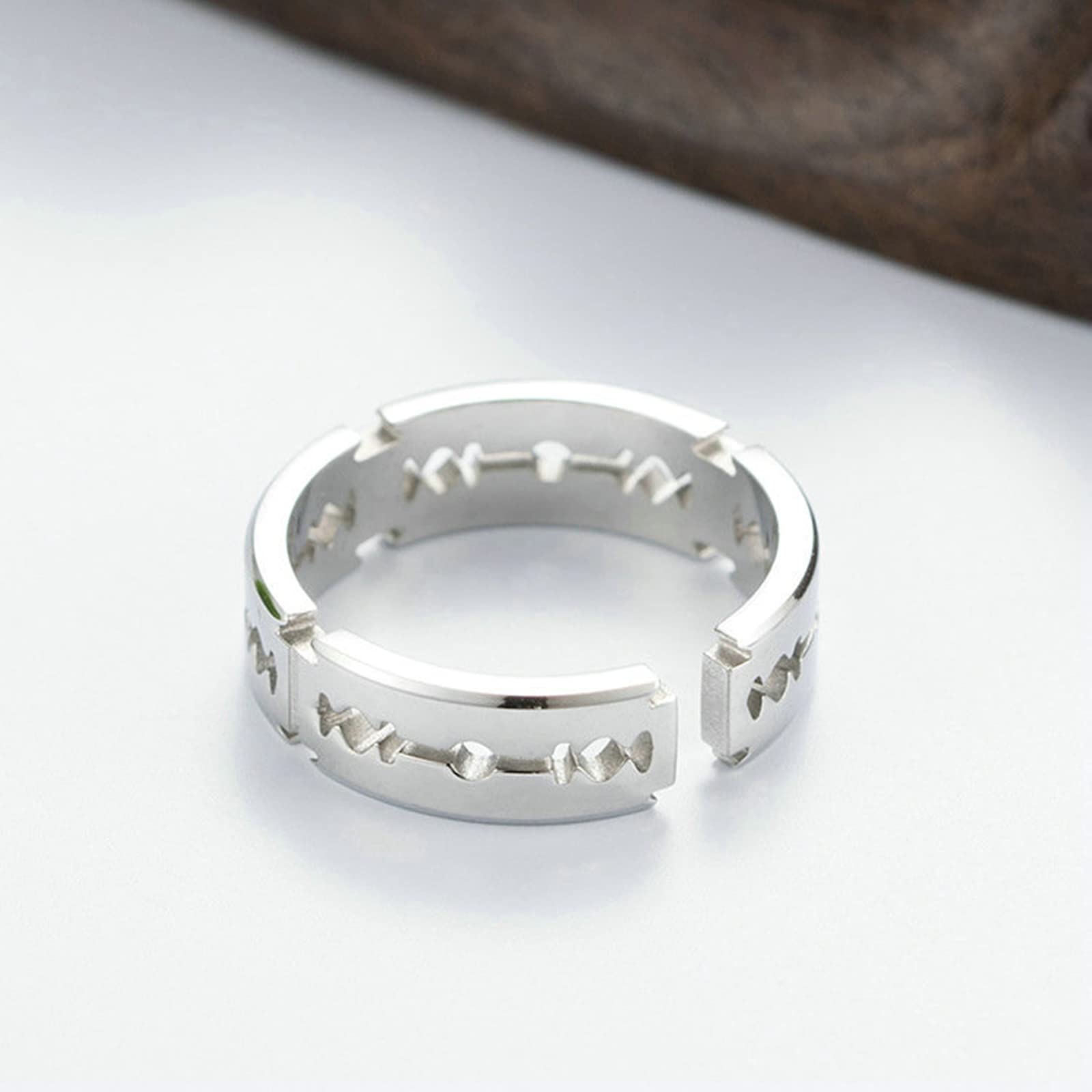 Bishilin Engravable Men's Rings - Silver, Black, Rose Gold Wedding Band for Grooms