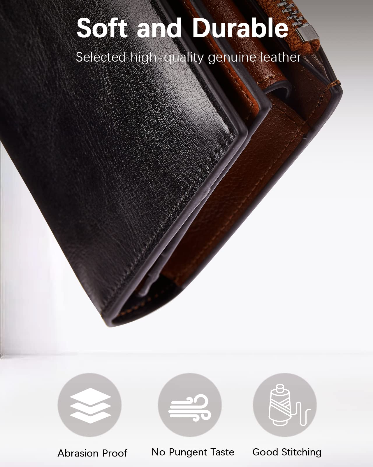 BOSTANTEN Women's Leather Wallet with RFID Blocking - Large Capacity Trifold Card Holder & Phone Clutch for Ladies | Perfect for Travel, Work, and Everyday Use