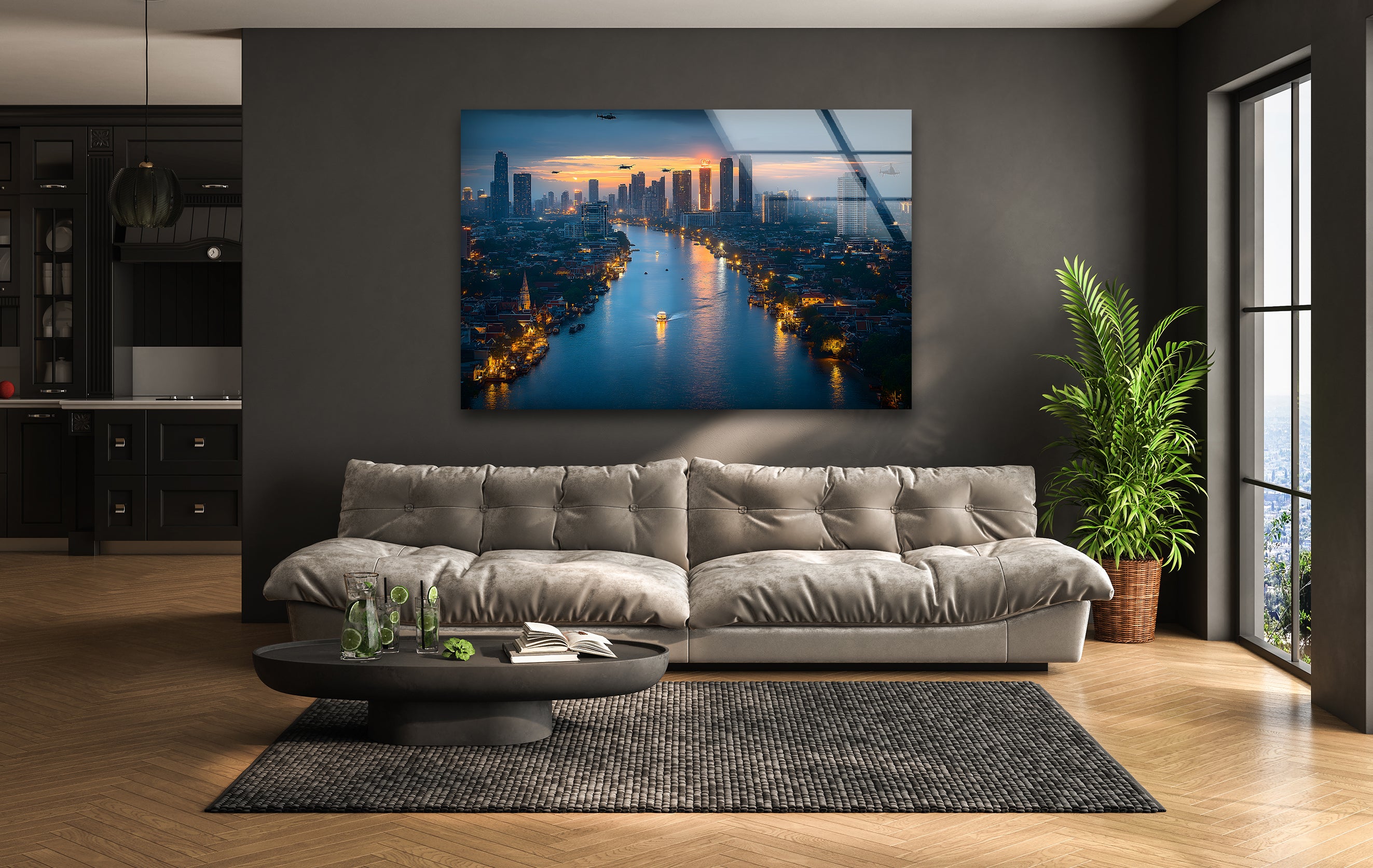 Bangkok Skyline Glass Wall Art - Stunning Cityscape Decor for Living Room, Office & Bedroom - Perfect Modern Home & Gift Idea