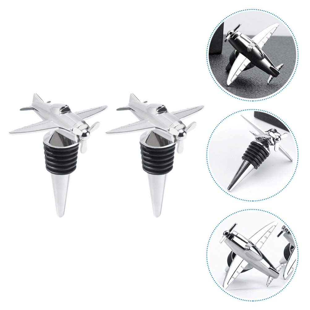 2-Pack Metal Wine Bottle Stoppers - Alloy Wine Cork Plug Seal for Red, White & Sparkling Wine - Perfect for Home Bars, Parties & Gifts