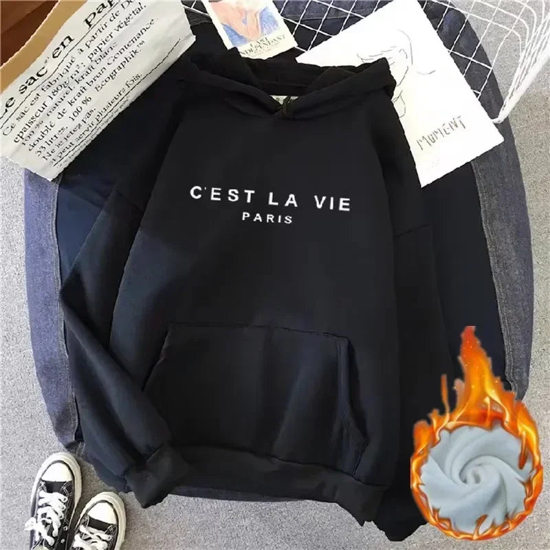 Women's Fleece Hoodies - Thick Warm Winter Pullover Sweatshirt with Long Sleeves & Hood | Casual Loose Fit Printed Tops for Women | Perfect for Outdoor Activities, Lounging & Cold Weather Fashion