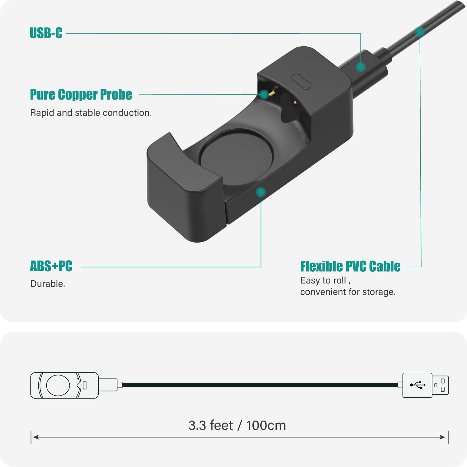 TUSITA USB Charger Cable for Withings Scanwatch 2 & Scanwatch Light | 3.3ft/1M Magnetic Charging Cord | Perfect for Home, Office & Travel Use