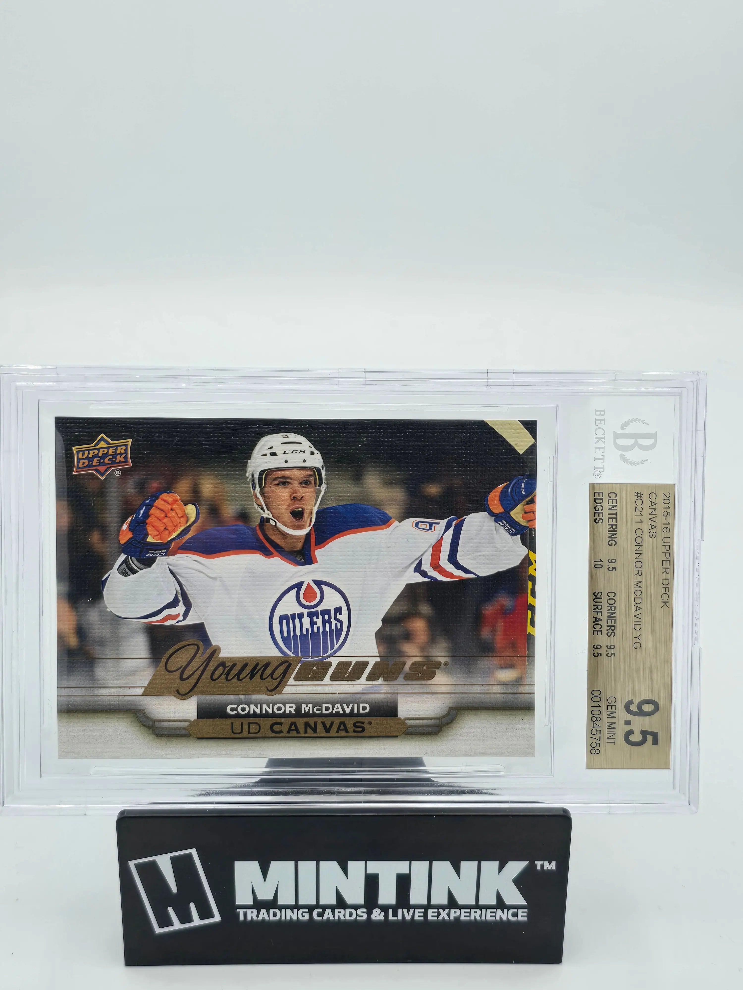 2015-16 Upper Deck Series 2 UD Canvas Young Guns Rookie Card Connor McDavid BGS 9.5 Gem Mint - Perfect for Hockey Card Collectors and NHL Memorabilia Enthusiasts