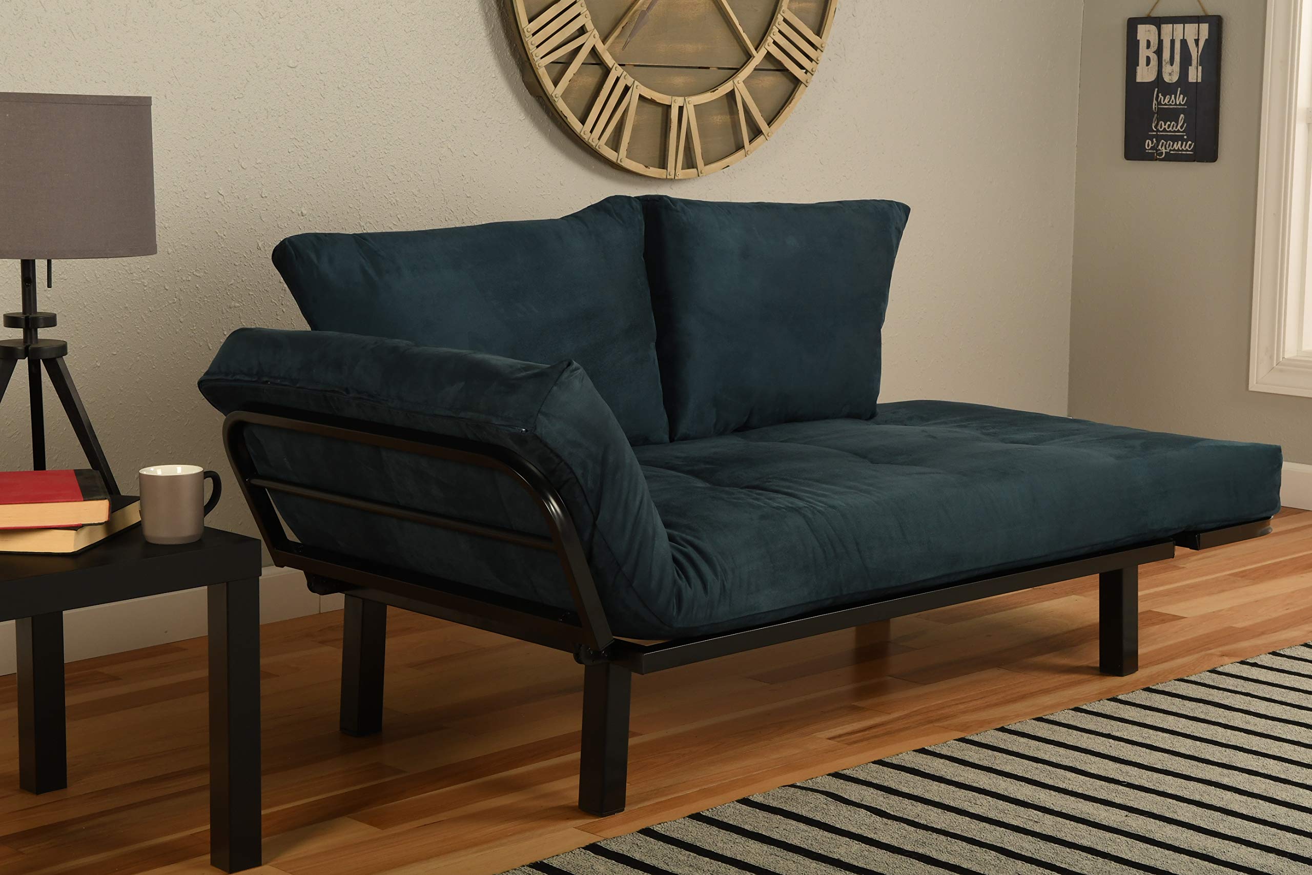 Kodiak Furniture Spacely Black Lounger Frame with Suede Navy Mattress - Modern Blue/Black Recliner for Living Room, Bedroom & Home Theater Comfort