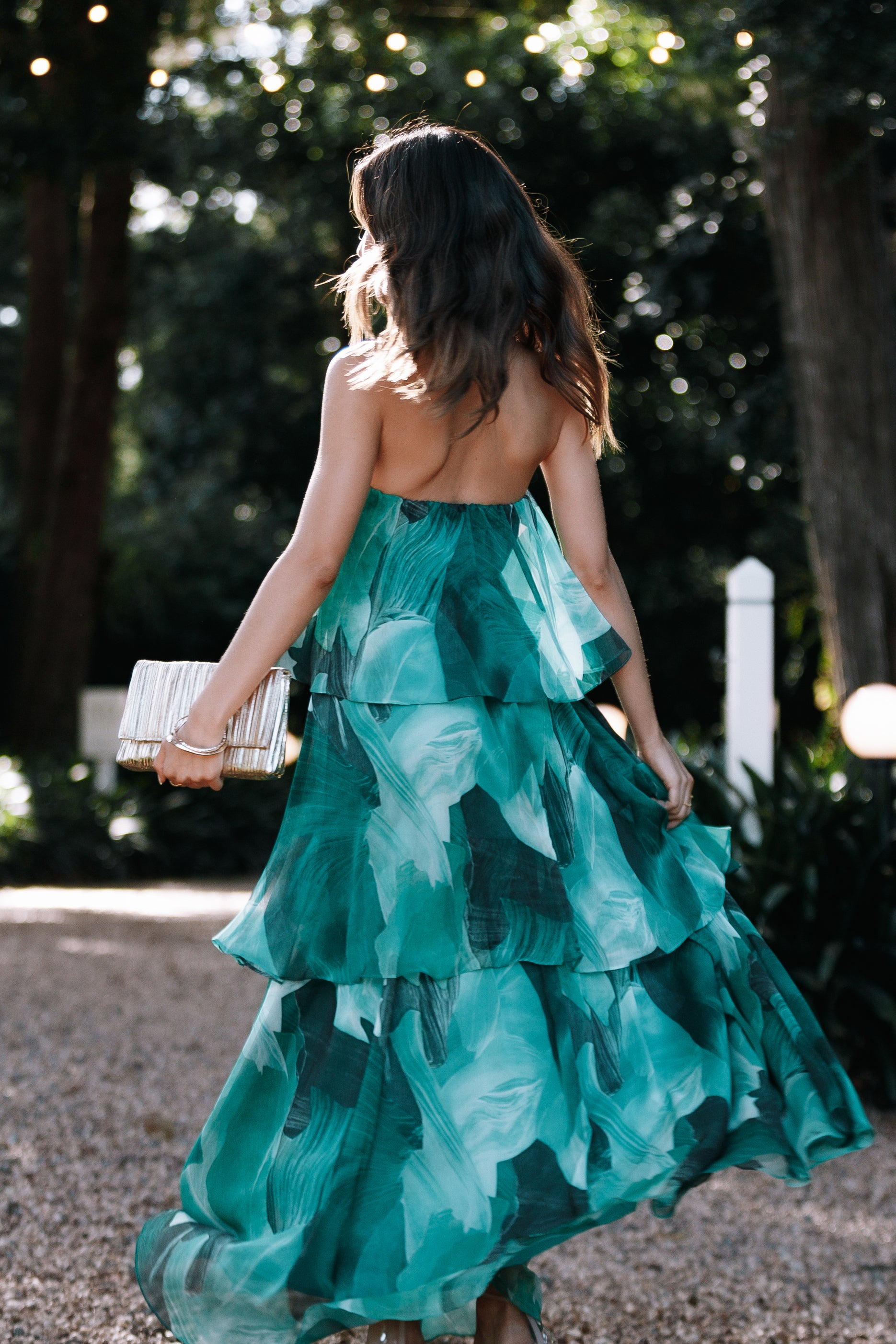 Strapless Maxi Dress - Green Floral Print, Summer Beach Wedding Guest Dress, Boho Chic Party Gown, Women's Elegant Long Dress for Vacation & Outdoor Events