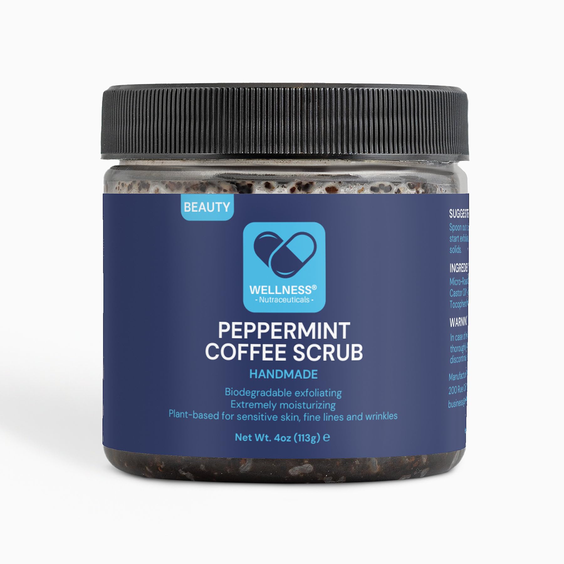 Organic Peppermint Coffee Scrub for Exfoliation & Glowing Skin | Natural Body Scrub for Cellulite & Dry Skin | Spa & Home Skincare Treatment
