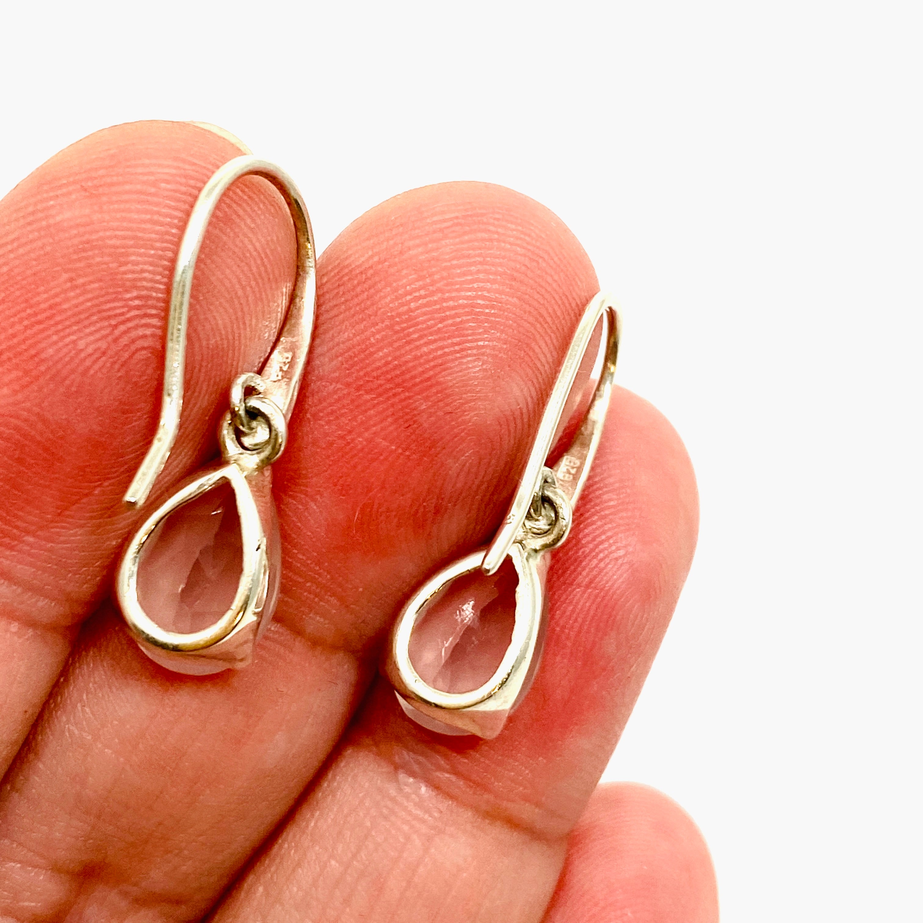 Rose Quartz Teardrop Faceted Earrings for Women - Dainty Crystal Drop Dangle Jewelry - Perfect for Weddings, Parties & Everyday Wear