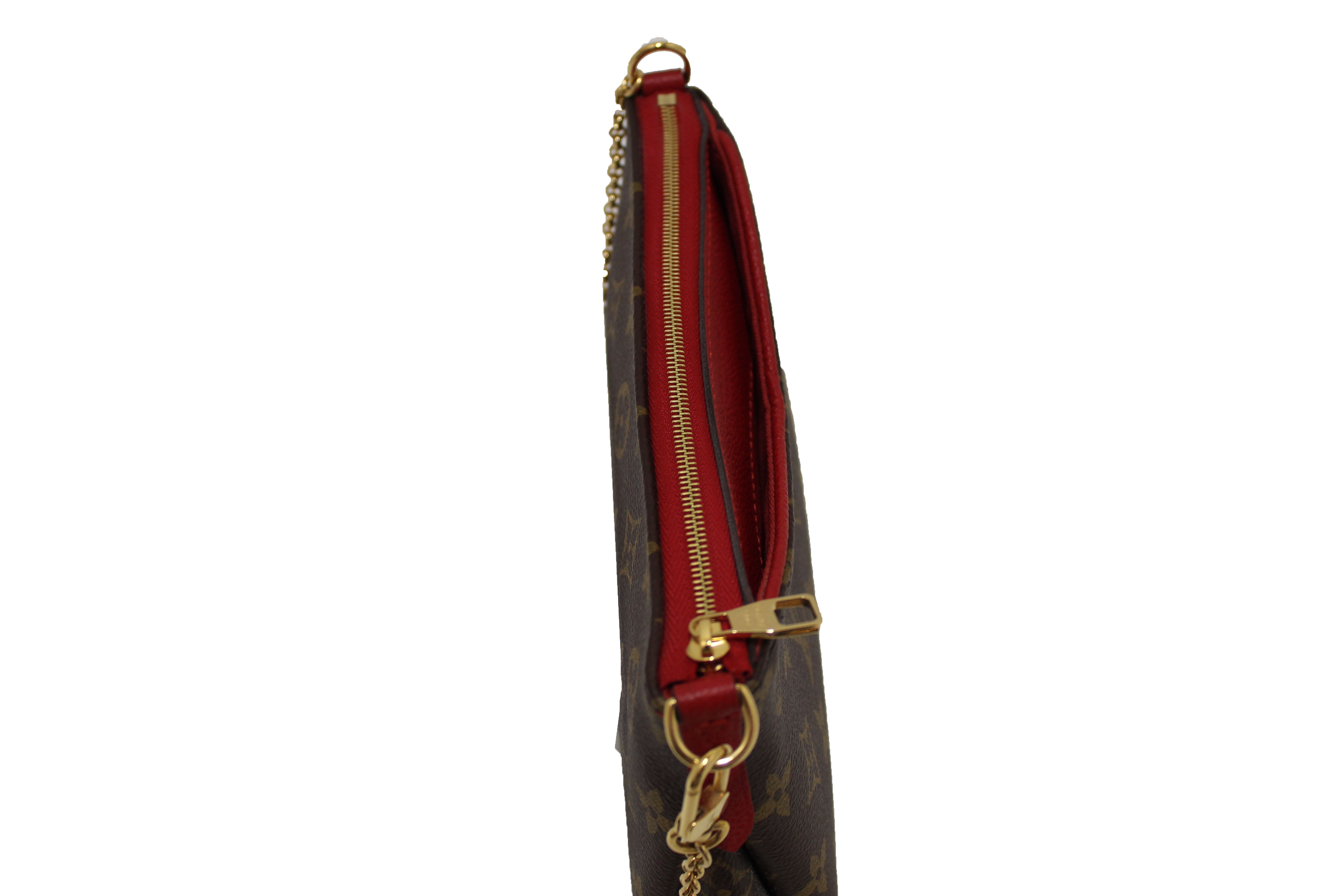Authentic Louis Vuitton Monogram Red Pallas Clutch Bag - Luxury Designer Handbag for Women, Perfect for Evening Parties, Date Nights & Special Occasions