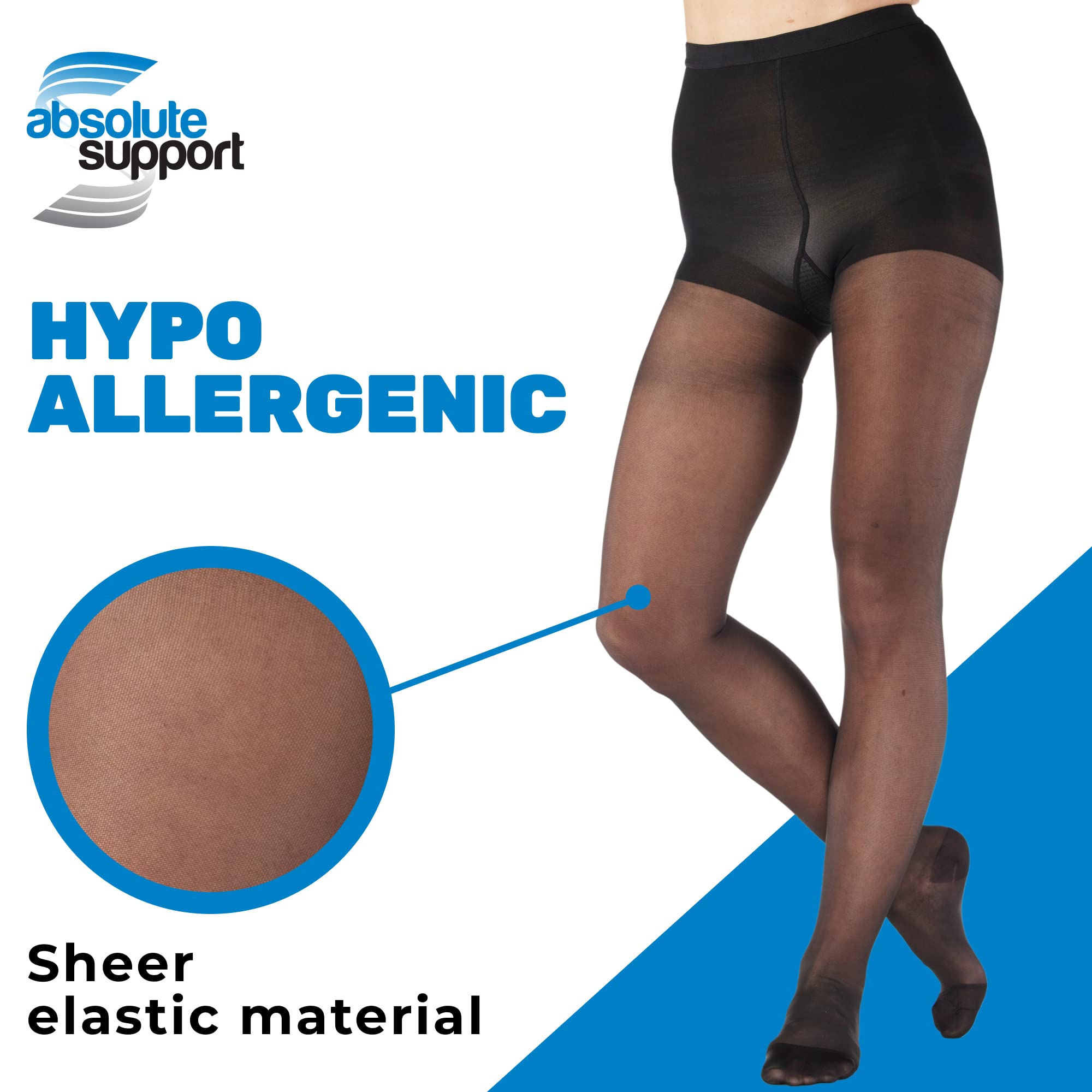 Absolute Support 15-20mmHg Compression Pantyhose for Women - X-Large Black for Edema & Circulation