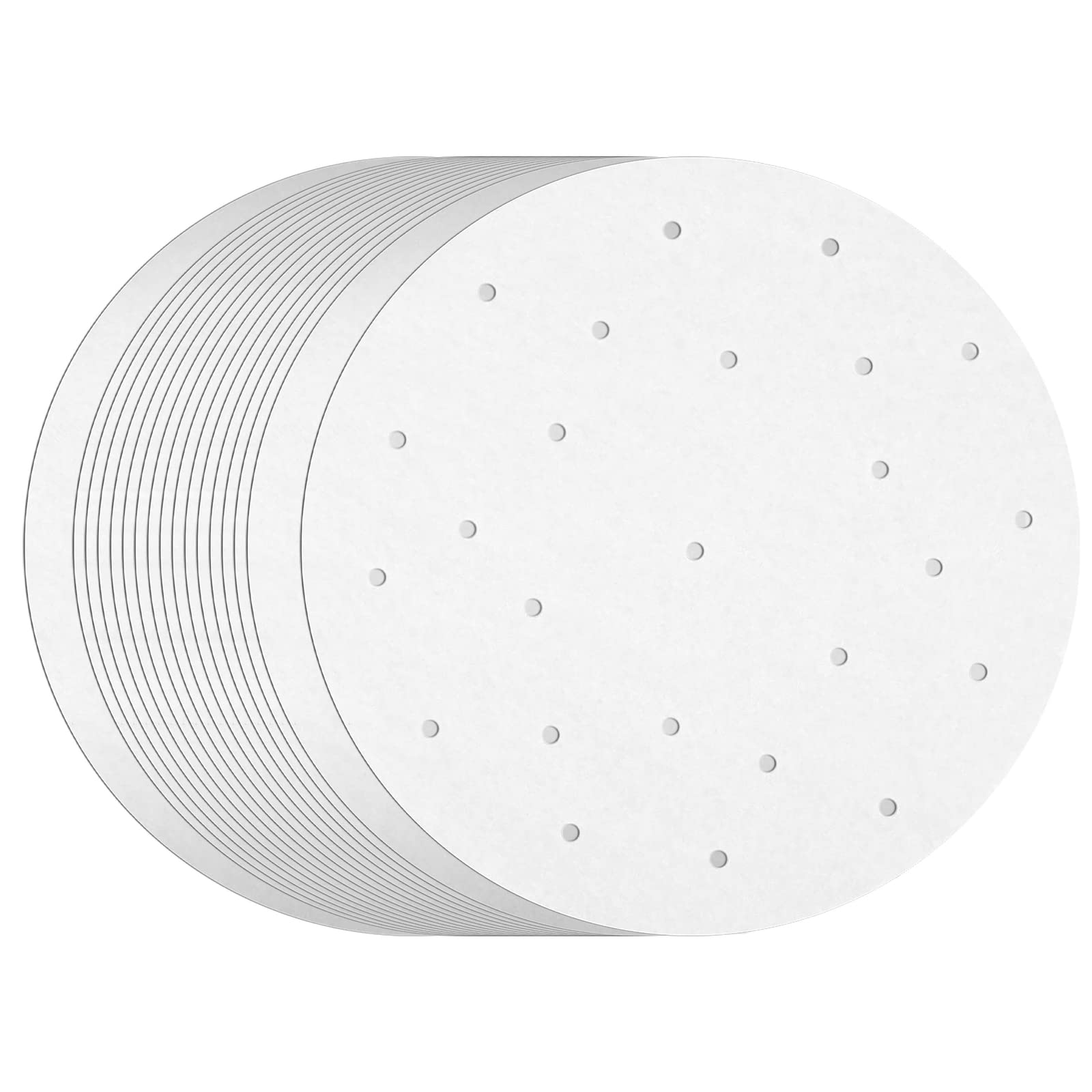 100 Pack Juvale 10-Inch Perforated Air Fryer Liners - Reusable Non-Stick Baking Sheets for Air Fryer Basket, Dumpling Steamer & Bamboo Steamer - Perfect for Frying, Steaming & Baking (White)