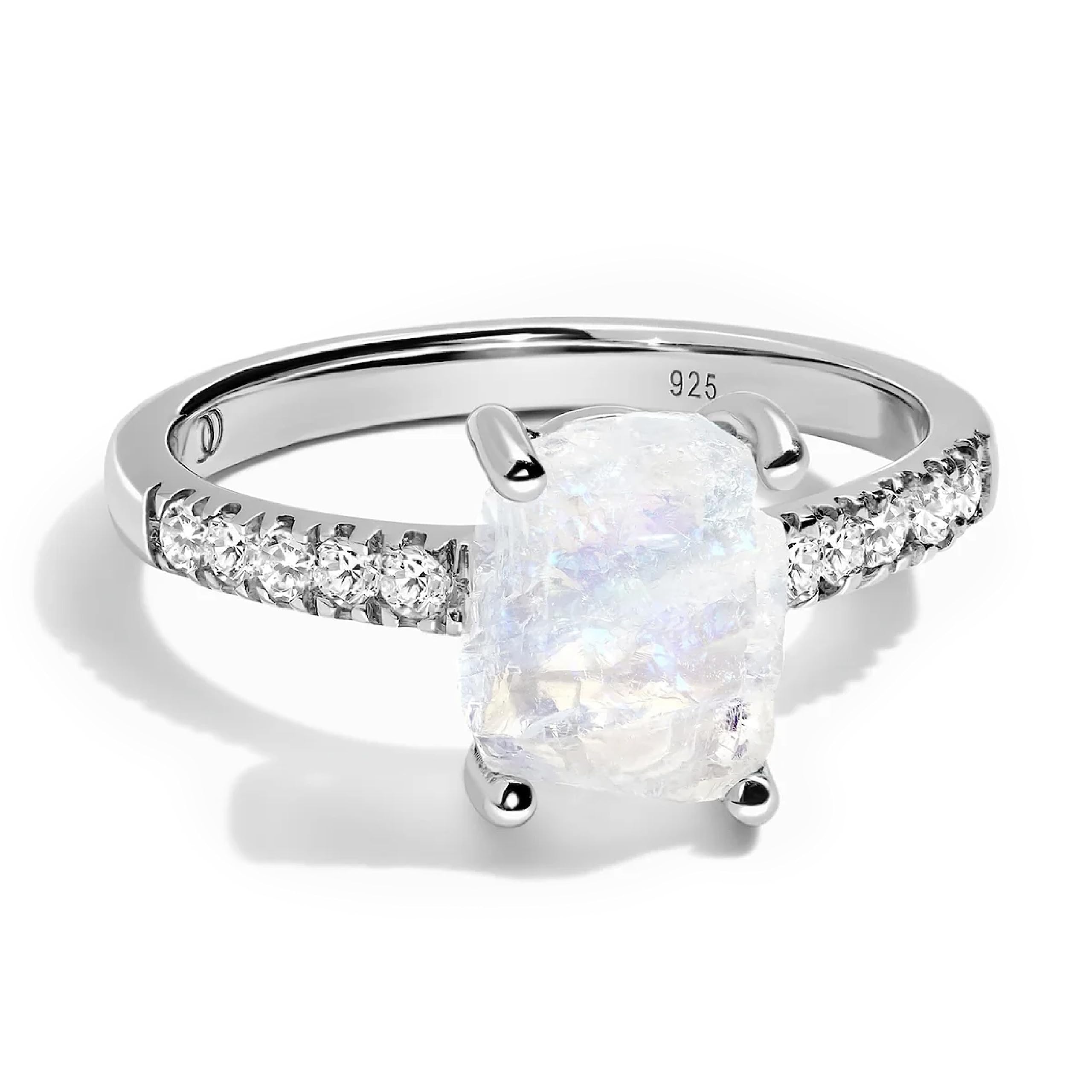 Moon Magic - Authentic Moonstone, Amethyst, Rose Quartz & Aquamarine Rings in 925 Sterling Silver & 18K Rose Gold - Raw Crystal Jewelry for Women - Perfect for Weddings, Anniversaries & Spiritual Healing
