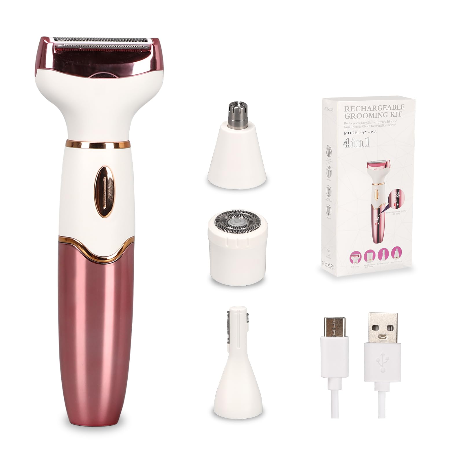 Best Electric Shaver for Women - Rechargeable Painless Hair Removal Razor with LED Display for Face, Legs, Underarms & Bikini Area - Wet/Dry Use for Shower & Travel - Smooth Skin at Home or On The Go