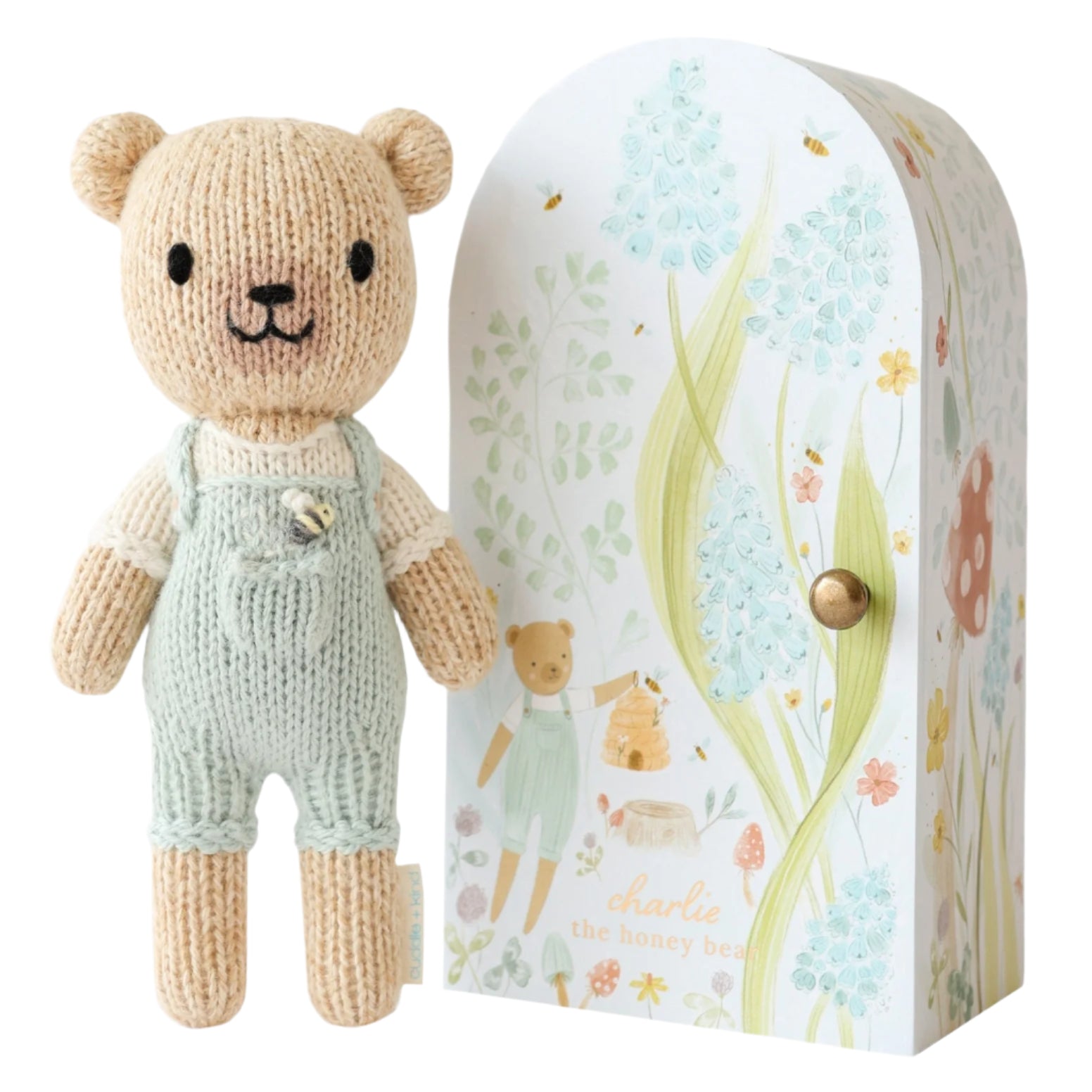 Cuddle + Kind Tiny Charlie the Honey Bear Handmade Knit Doll - Donates 10 Meals to Children in Need | Perfect Baby Shower Gift & Nursery Decor
