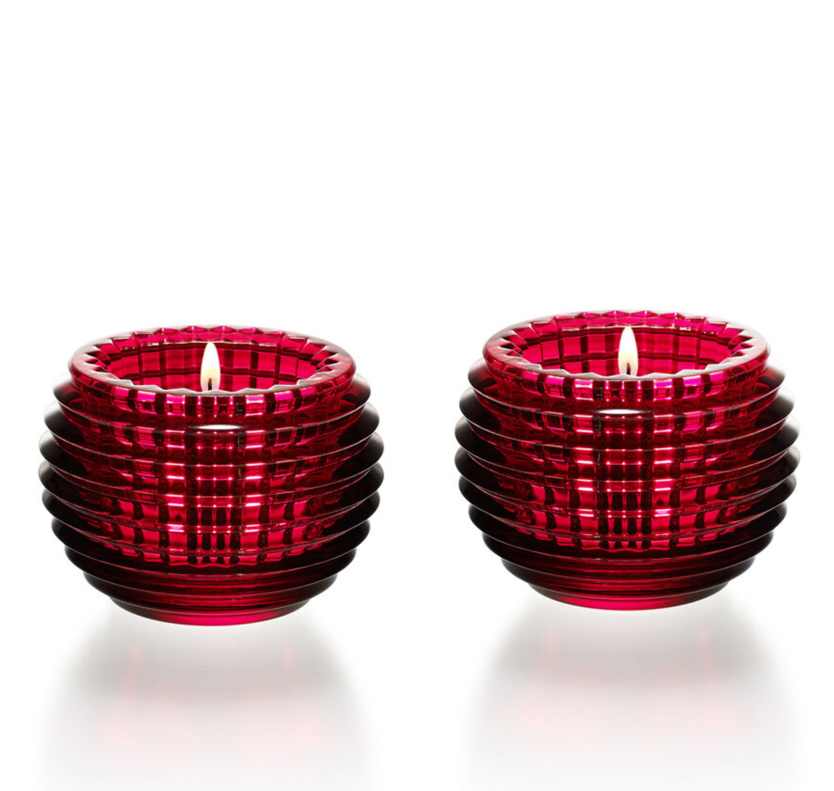 Premium Baccarat Red Eye Votive Candle Holders - Set of 2 Glass Jars for Home Decor, Wedding Centerpieces & Romantic Ambiance