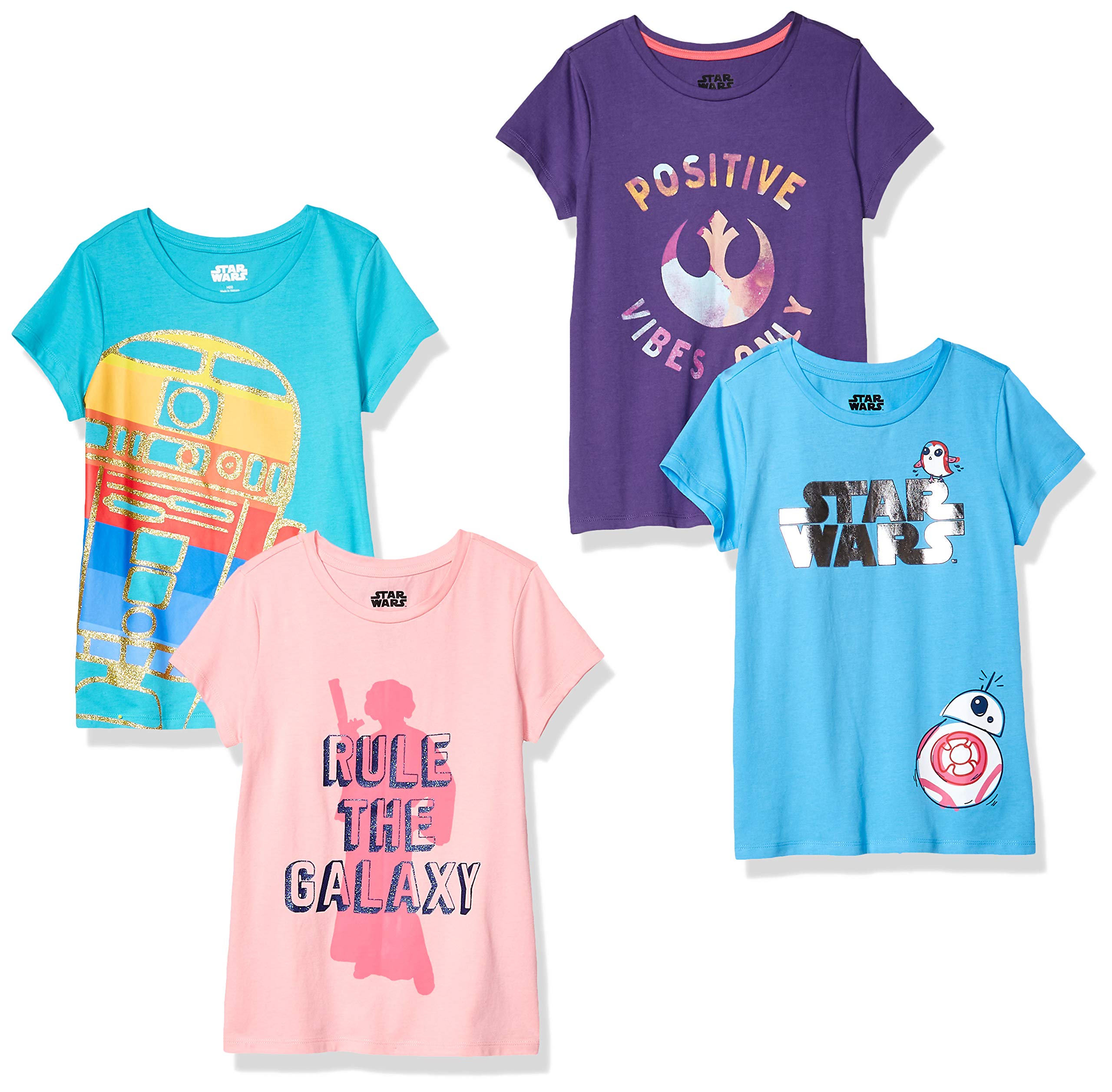 Disney Marvel Star Wars Frozen Princess Girls & Toddlers Short Sleeve T-Shirts Multipack - Soft Cotton Kids Tees for Playtime, School & Family Outings